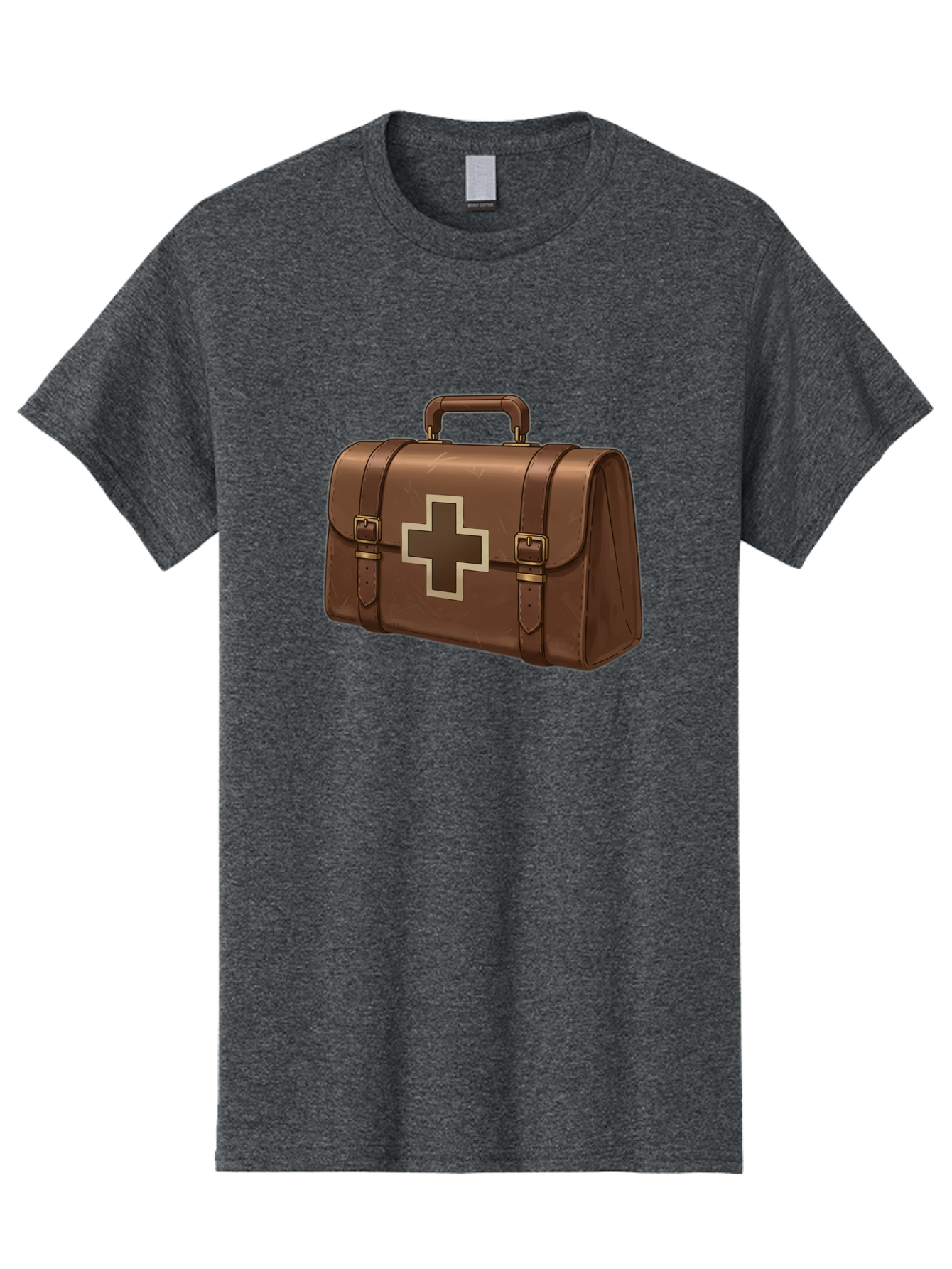 First-Aid-Kit-6 Men'S Graphic Tee, 100% Cotton, Comfortable Casual Summer Wear, Machine Washable, Brown Leather First Aid Kit, Medical Bag, Red Cross Symbol, Emergency Supplies, Healthcare Equipment, Medical Care Baa680
