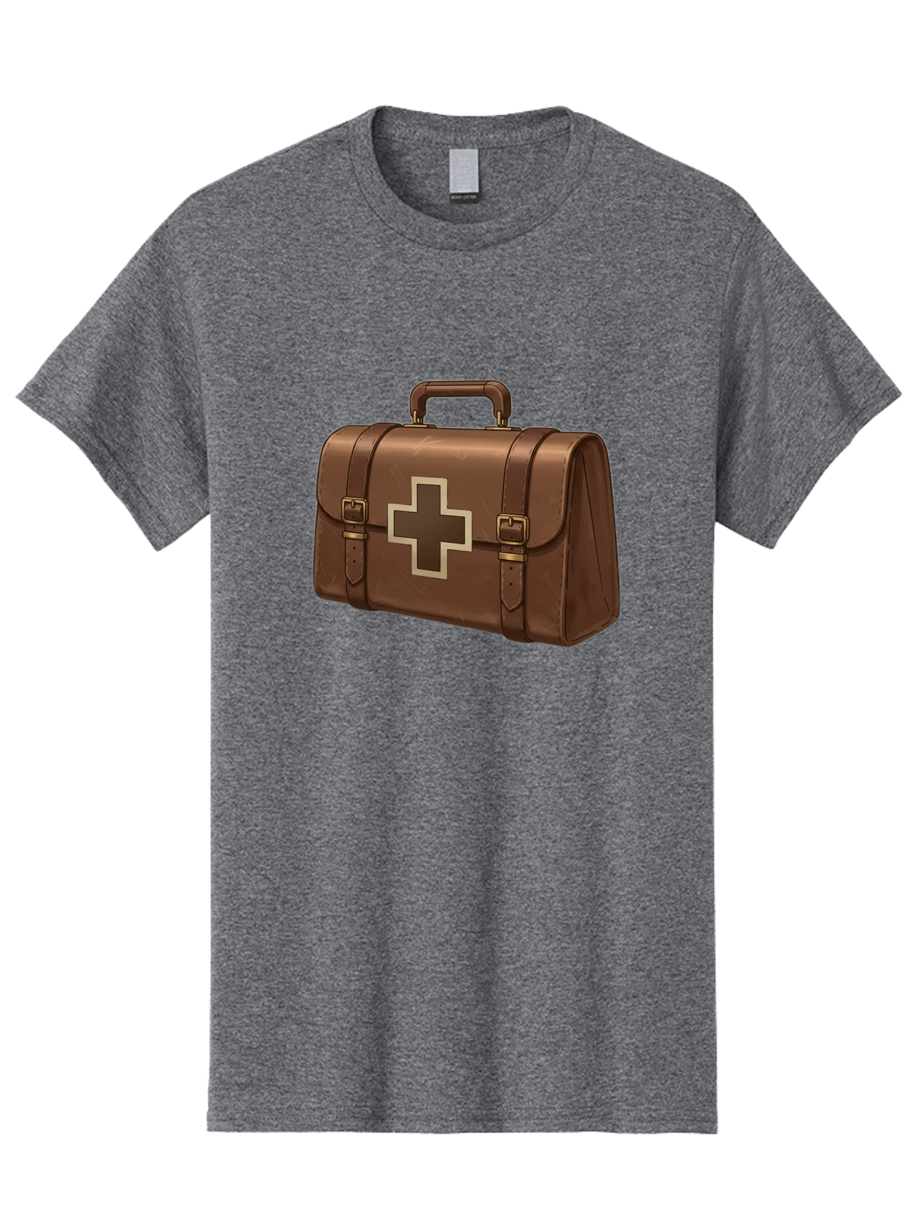 First-Aid-Kit-6 Men'S Graphic Tee, 100% Cotton, Comfortable Casual Summer Wear, Machine Washable, Brown Leather First Aid Kit, Medical Bag, Red Cross Symbol, Emergency Supplies, Healthcare Equipment, Medical Care Baa680