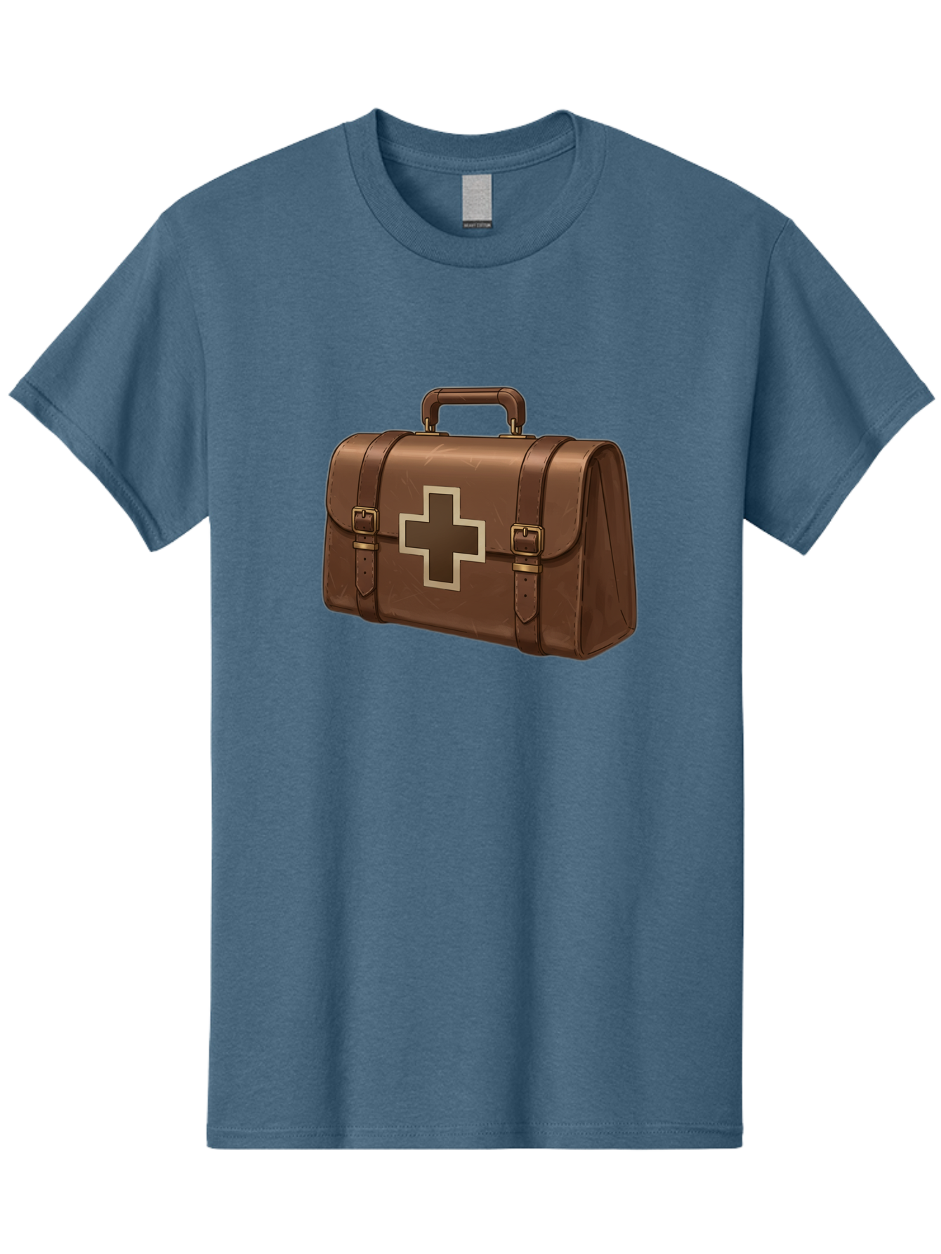 First-Aid-Kit-6 Men'S Graphic Tee, 100% Cotton, Comfortable Casual Summer Wear, Machine Washable, Brown Leather First Aid Kit, Medical Bag, Red Cross Symbol, Emergency Supplies, Healthcare Equipment, Medical Care Baa680