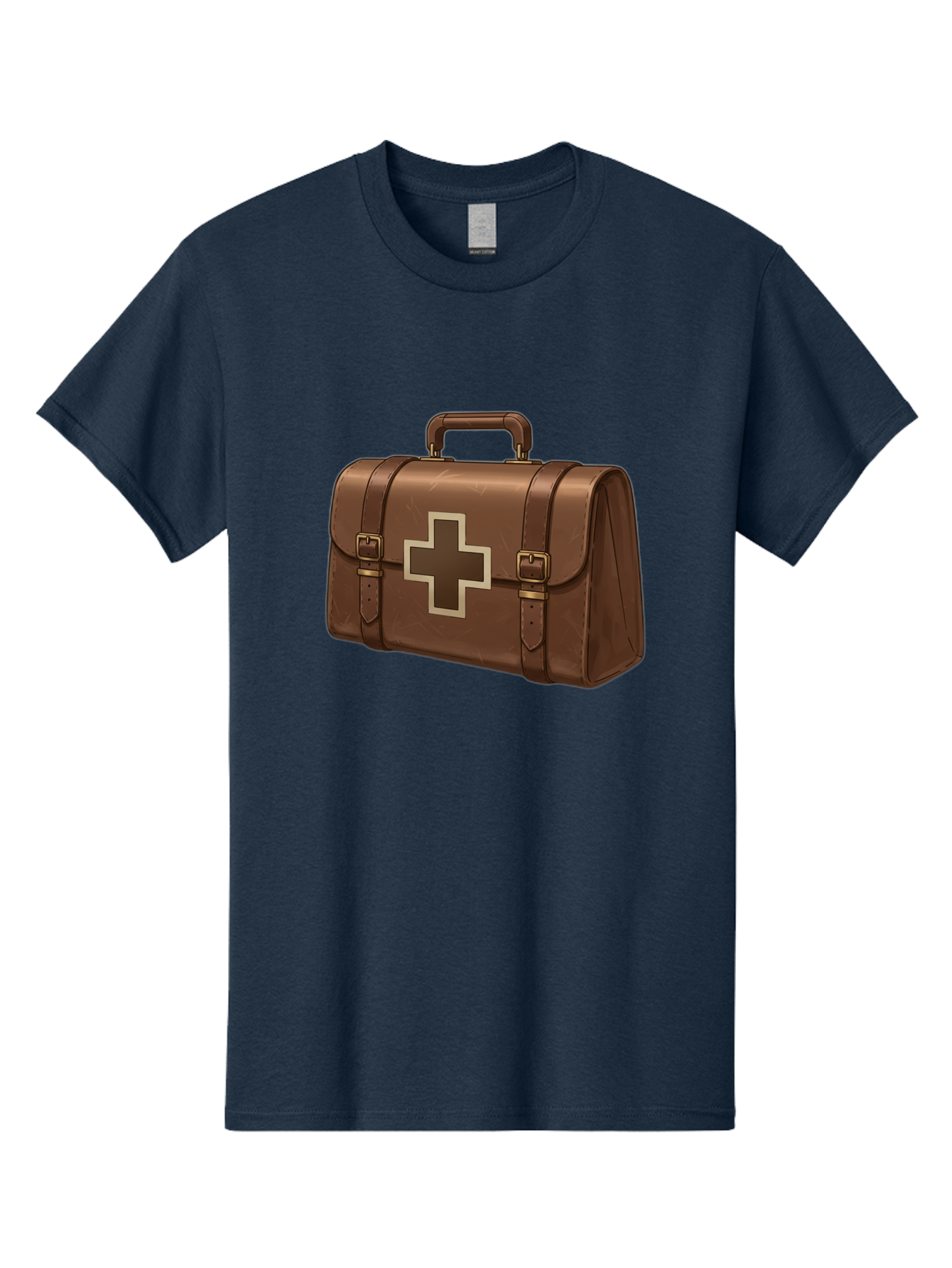 First-Aid-Kit-6 Men'S Graphic Tee, 100% Cotton, Comfortable Casual Summer Wear, Machine Washable, Brown Leather First Aid Kit, Medical Bag, Red Cross Symbol, Emergency Supplies, Healthcare Equipment, Medical Care Baa680