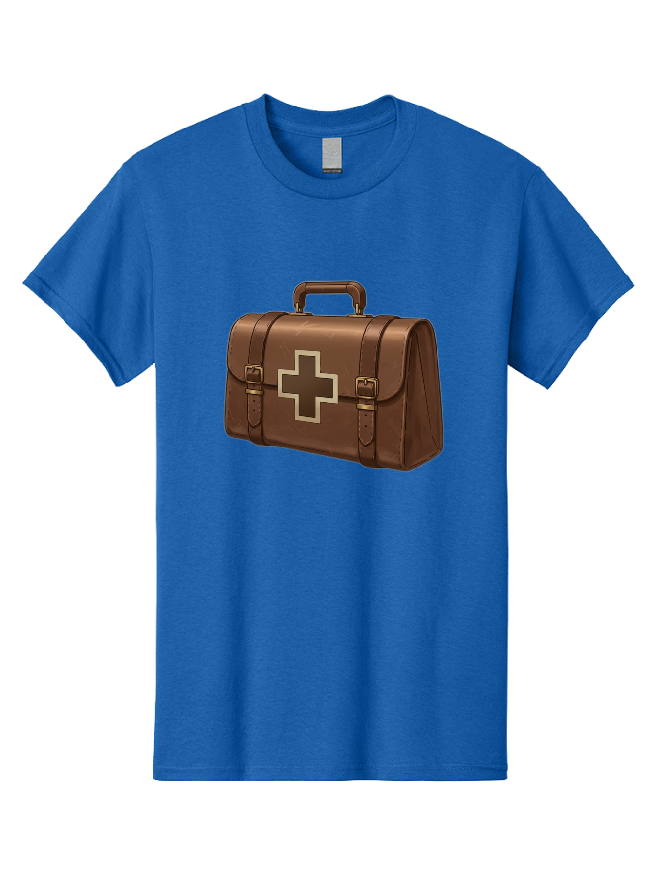 First-Aid-Kit-6 Men'S Graphic Tee, 100% Cotton, Comfortable Casual Summer Wear, Machine Washable, Brown Leather First Aid Kit, Medical Bag, Red Cross Symbol, Emergency Supplies, Healthcare Equipment, Medical Care Baa680