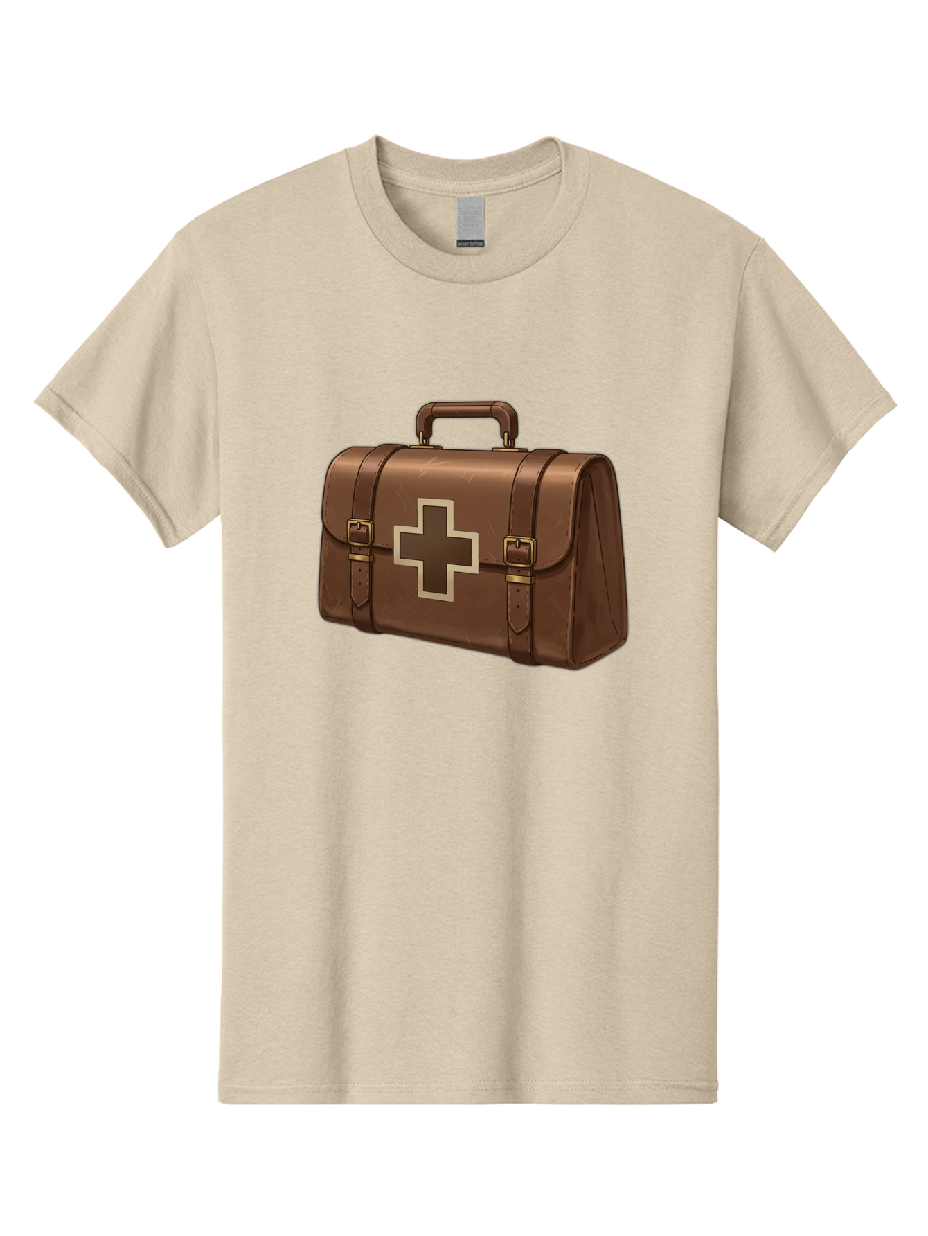First-Aid-Kit-6 Men'S Graphic Tee, 100% Cotton, Comfortable Casual Summer Wear, Machine Washable, Brown Leather First Aid Kit, Medical Bag, Red Cross Symbol, Emergency Supplies, Healthcare Equipment, Medical Care Baa680
