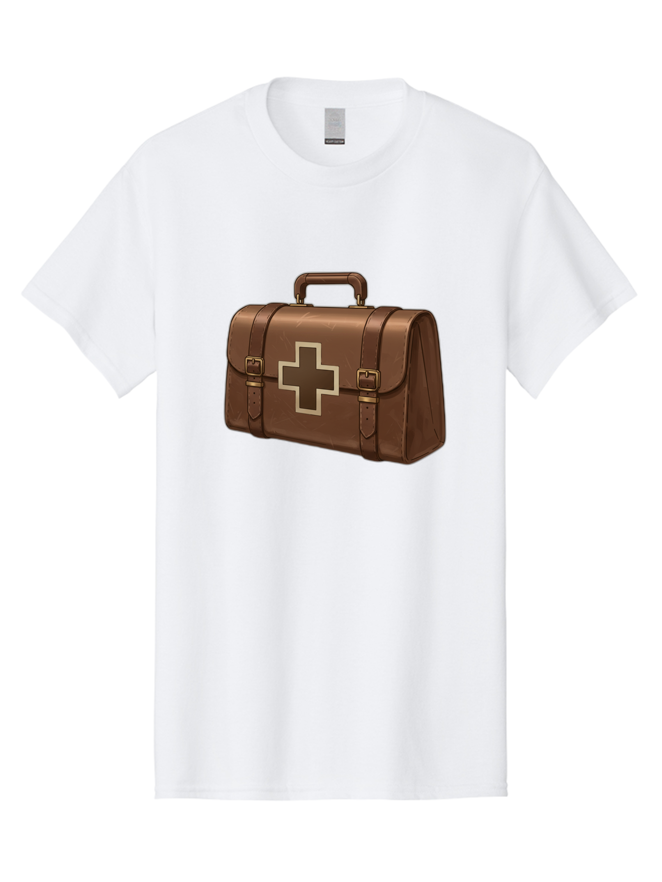 First-Aid-Kit-6 Men'S Graphic Tee, 100% Cotton, Comfortable Casual Summer Wear, Machine Washable, Brown Leather First Aid Kit, Medical Bag, Red Cross Symbol, Emergency Supplies, Healthcare Equipment, Medical Care Baa680