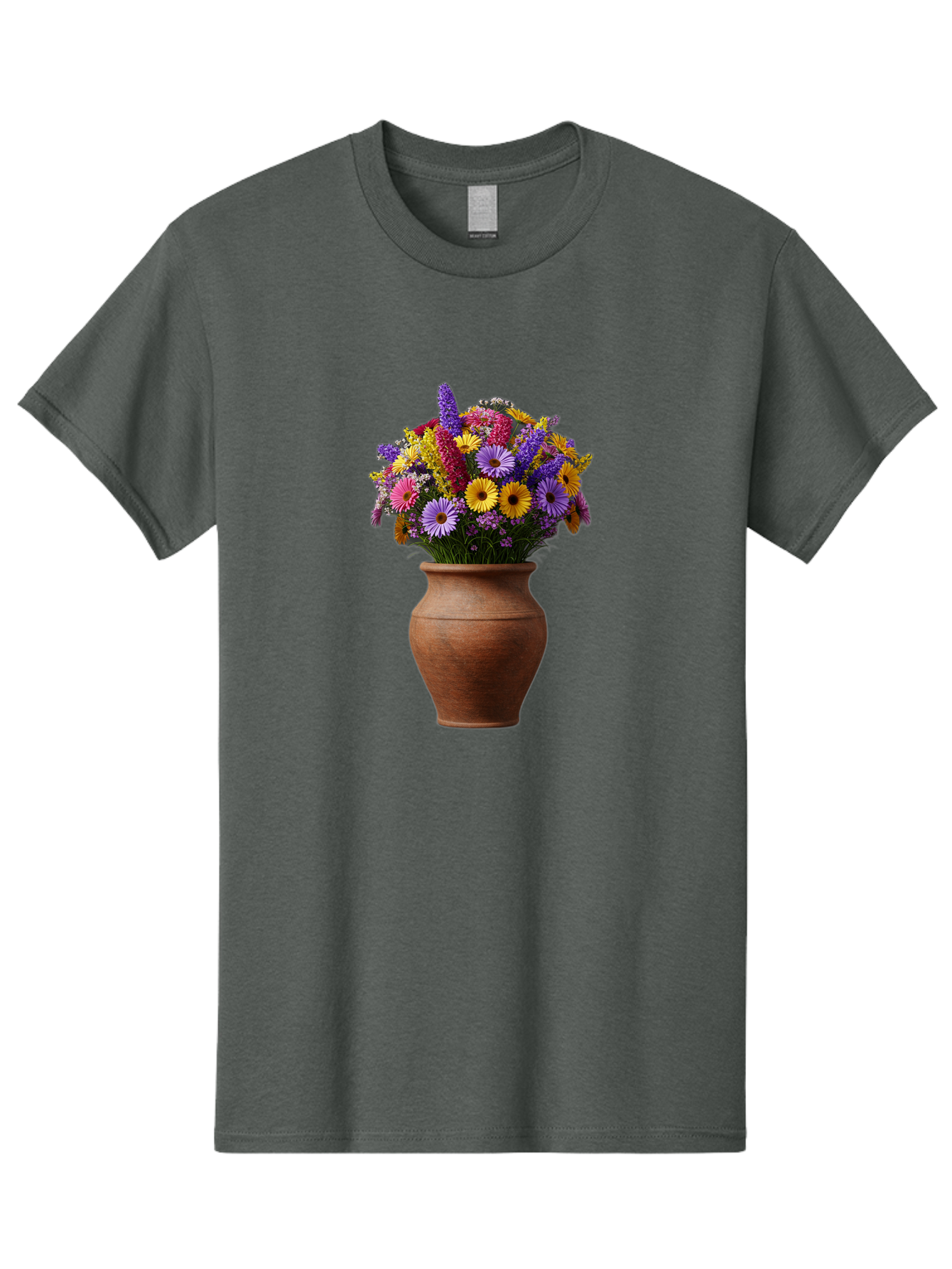 Flower-Pot Men'S Graphic Tee, 100% Cotton, Comfortable Casual Summer Wear, Machine Washable, Colorful Flowers, Floral Arrangement, Mixed Blooms, Vibrant Petals, Clay Vase, Flower Bouquet, Wildflowers, Garden Flowers, Floral Decor Baa689