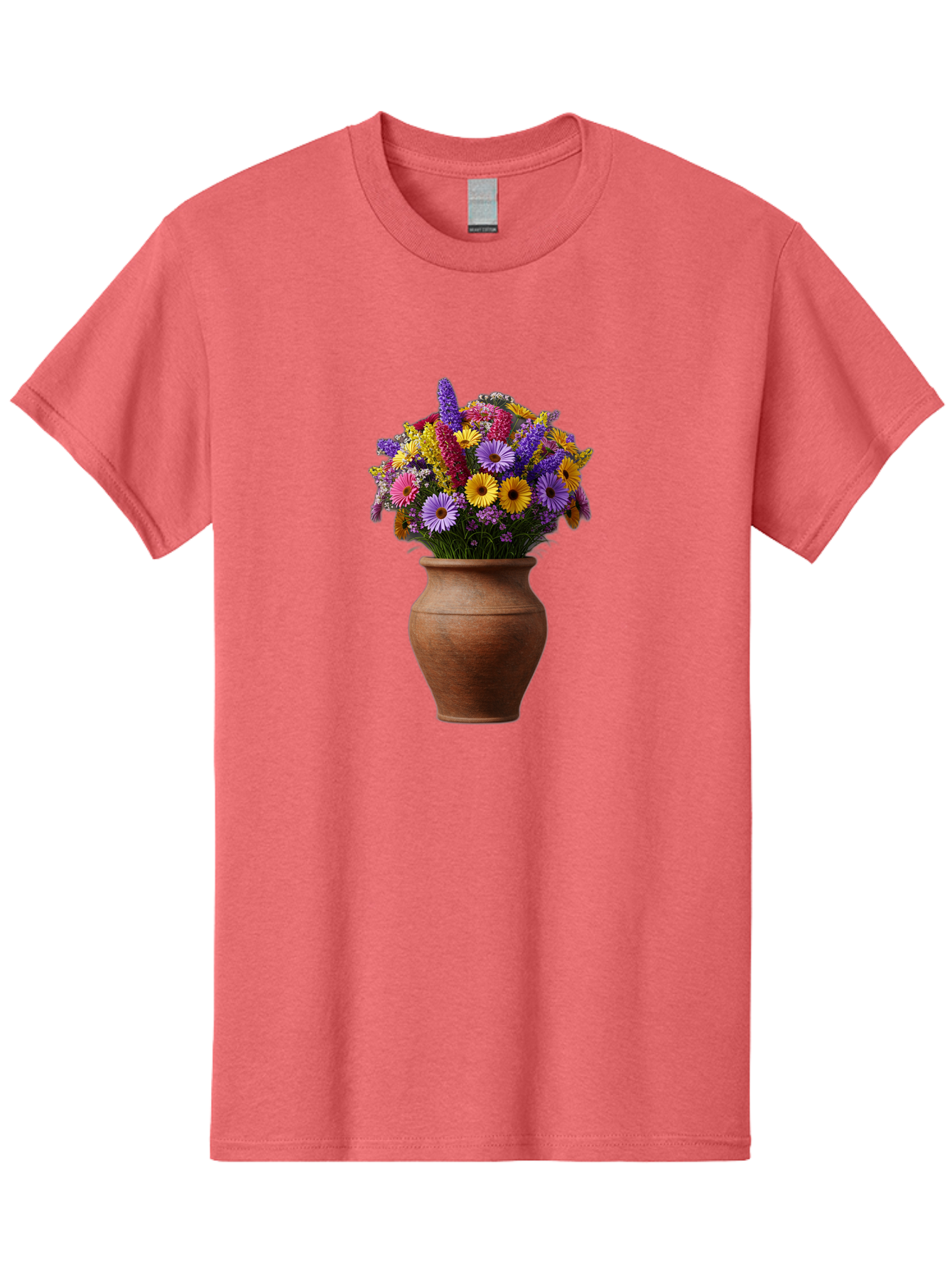 Flower-Pot Men'S Graphic Tee, 100% Cotton, Comfortable Casual Summer Wear, Machine Washable, Colorful Flowers, Floral Arrangement, Mixed Blooms, Vibrant Petals, Clay Vase, Flower Bouquet, Wildflowers, Garden Flowers, Floral Decor Baa689