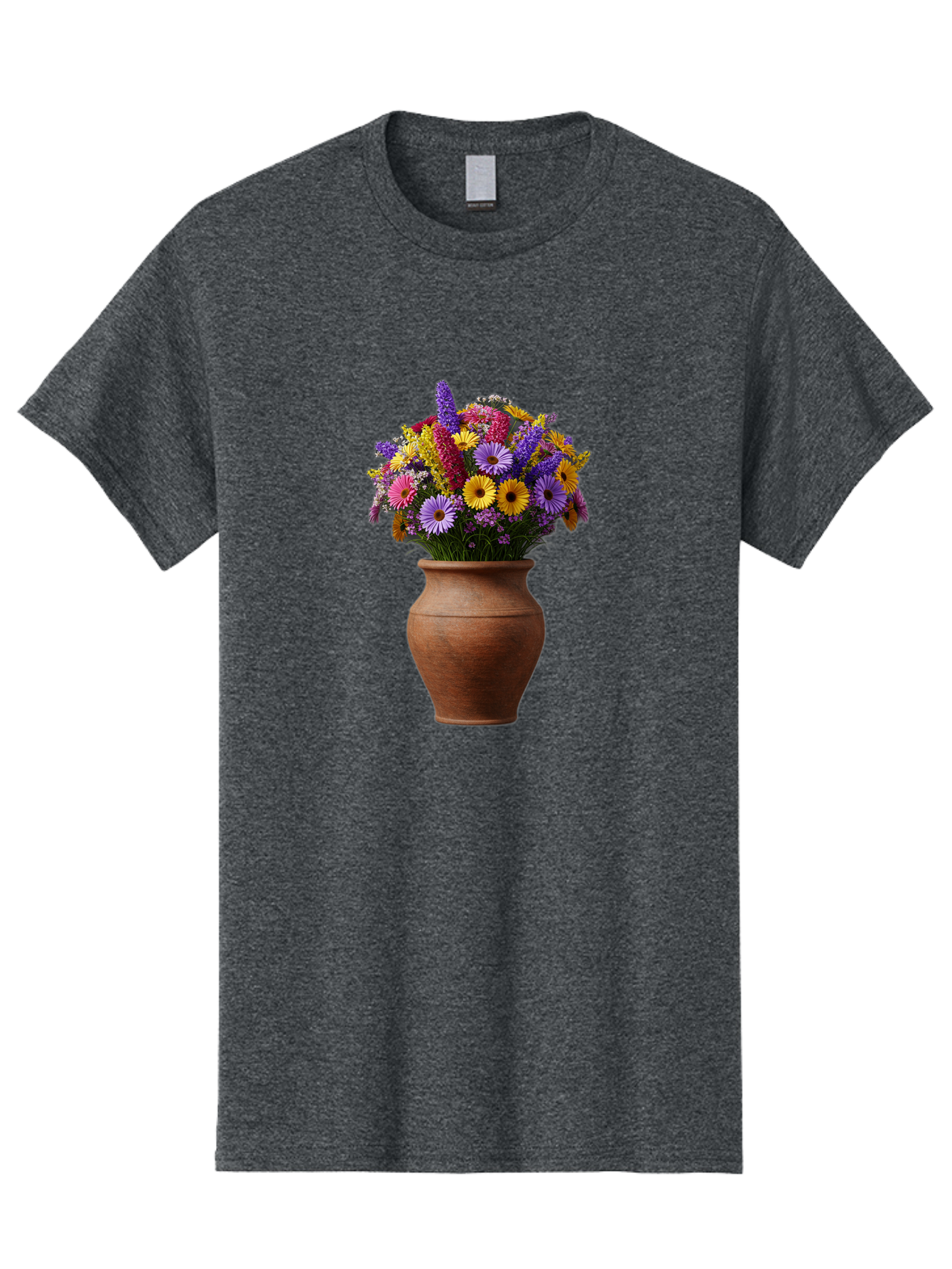 Flower-Pot Men'S Graphic Tee, 100% Cotton, Comfortable Casual Summer Wear, Machine Washable, Colorful Flowers, Floral Arrangement, Mixed Blooms, Vibrant Petals, Clay Vase, Flower Bouquet, Wildflowers, Garden Flowers, Floral Decor Baa689