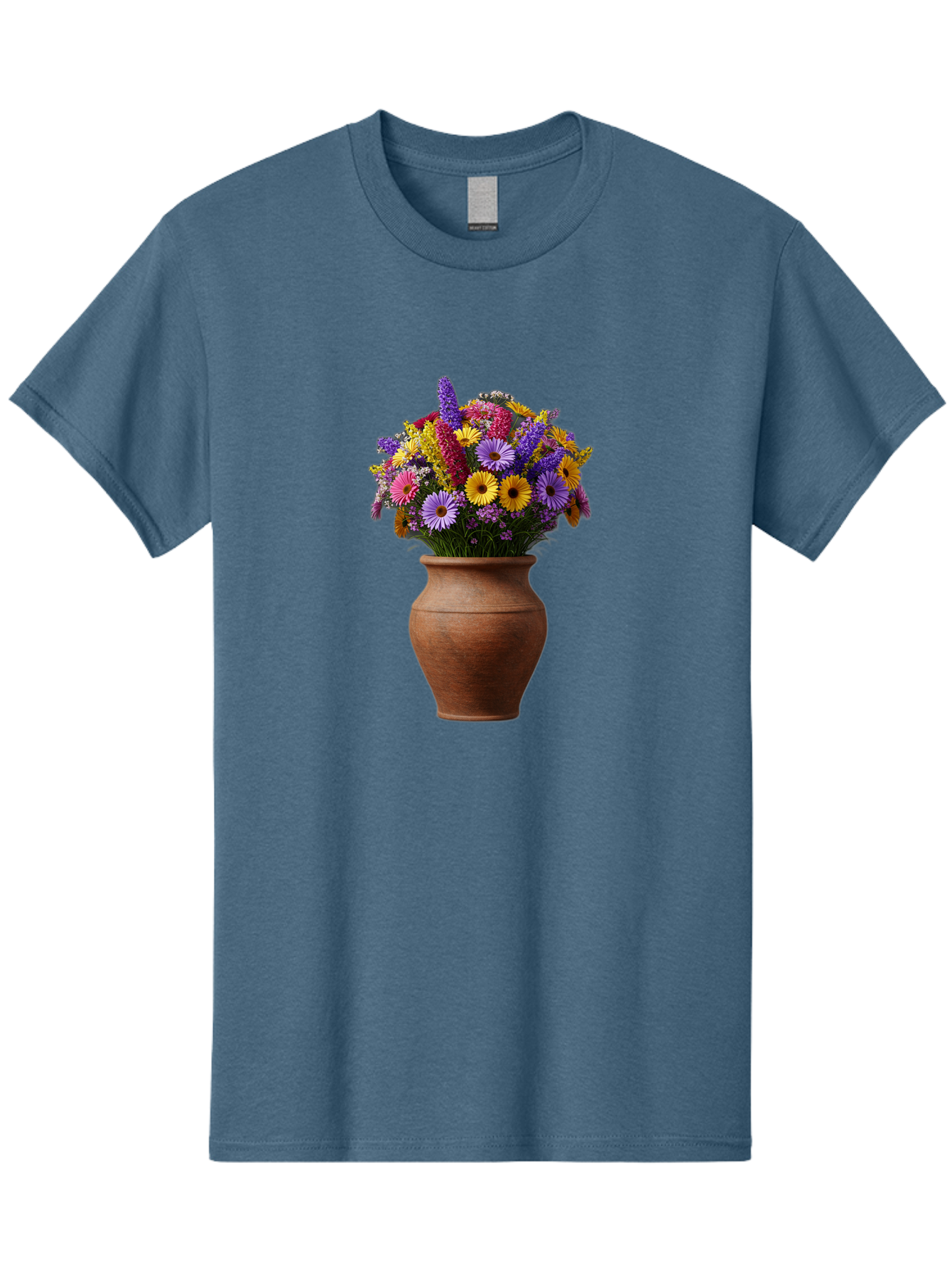 Flower-Pot Men'S Graphic Tee, 100% Cotton, Comfortable Casual Summer Wear, Machine Washable, Colorful Flowers, Floral Arrangement, Mixed Blooms, Vibrant Petals, Clay Vase, Flower Bouquet, Wildflowers, Garden Flowers, Floral Decor Baa689