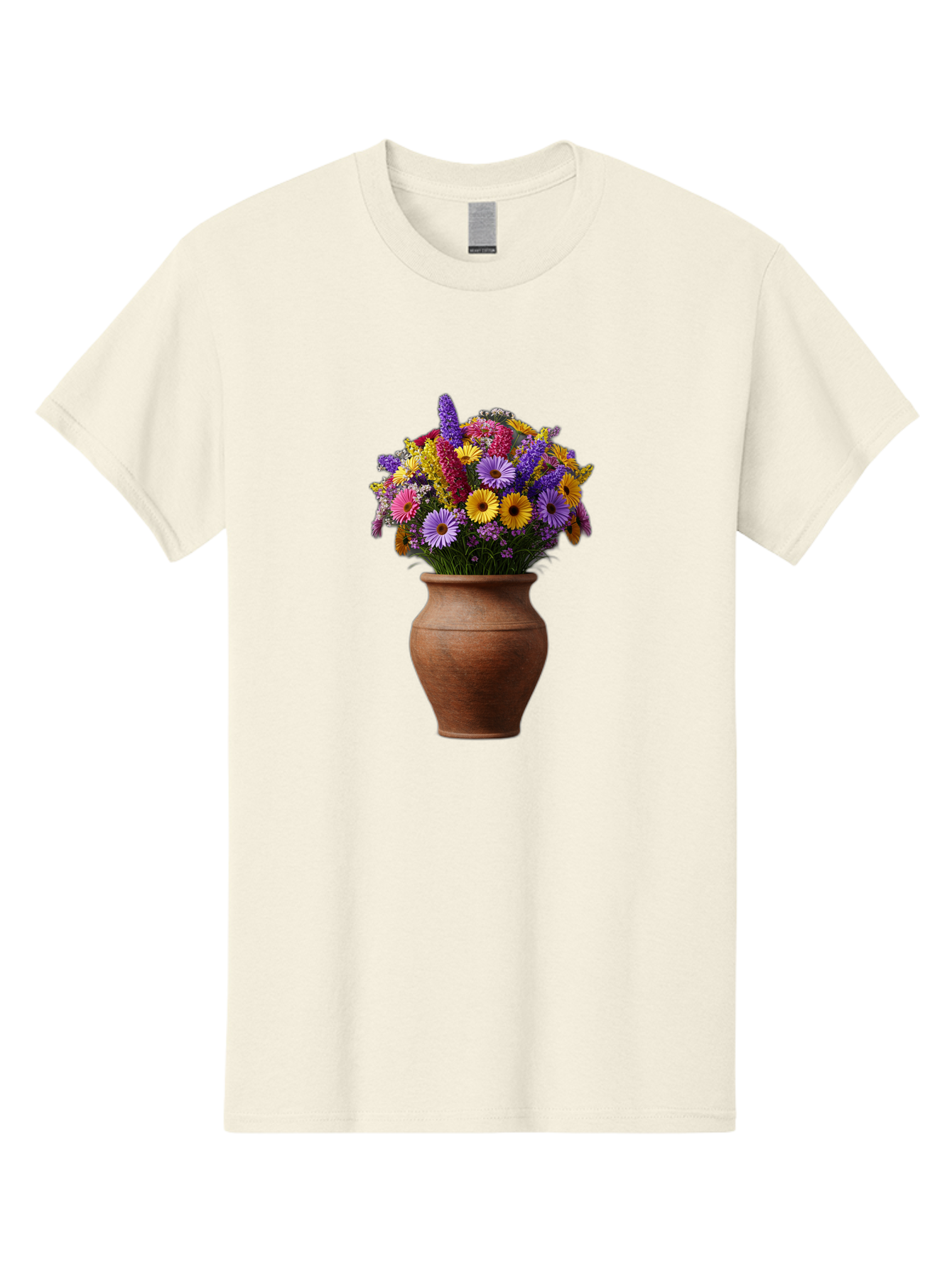 Flower-Pot Men'S Graphic Tee, 100% Cotton, Comfortable Casual Summer Wear, Machine Washable, Colorful Flowers, Floral Arrangement, Mixed Blooms, Vibrant Petals, Clay Vase, Flower Bouquet, Wildflowers, Garden Flowers, Floral Decor Baa689