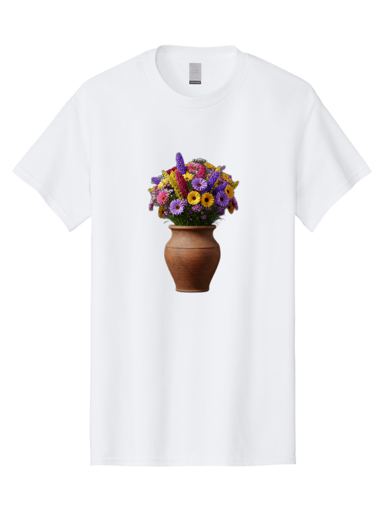 Flower-Pot Men'S Graphic Tee, 100% Cotton, Comfortable Casual Summer Wear, Machine Washable, Colorful Flowers, Floral Arrangement, Mixed Blooms, Vibrant Petals, Clay Vase, Flower Bouquet, Wildflowers, Garden Flowers, Floral Decor Baa689