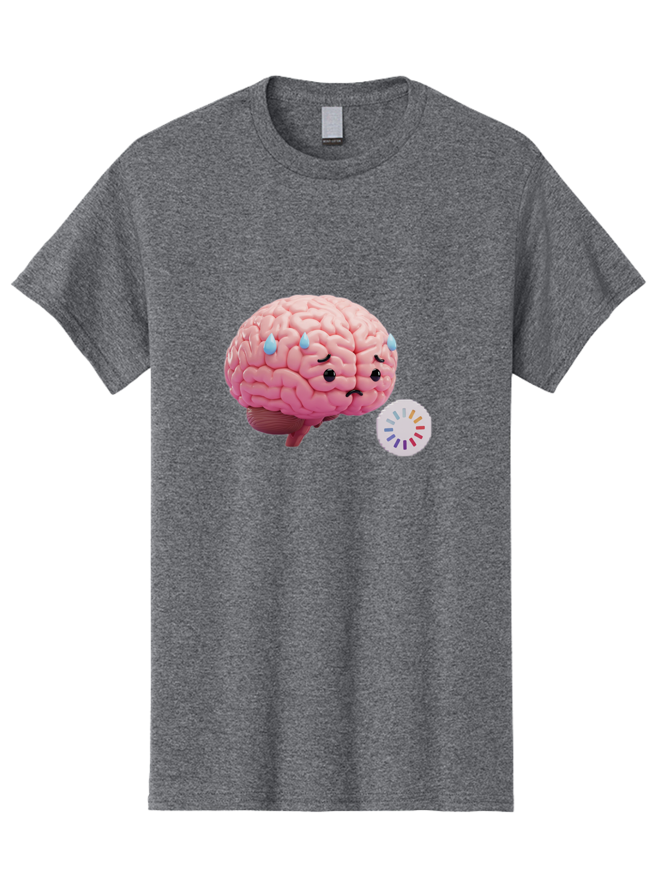 Frowning-Brain Men'S Graphic Tee, 100% Cotton, Comfortable Casual Summer Wear, Machine Washable, Cartoon Brain, Sad Face, Blue Tears, Frowning, Unhappy, Circular Color Palette, Brain Model, Emotional Expression, Human Anatomy Baa692