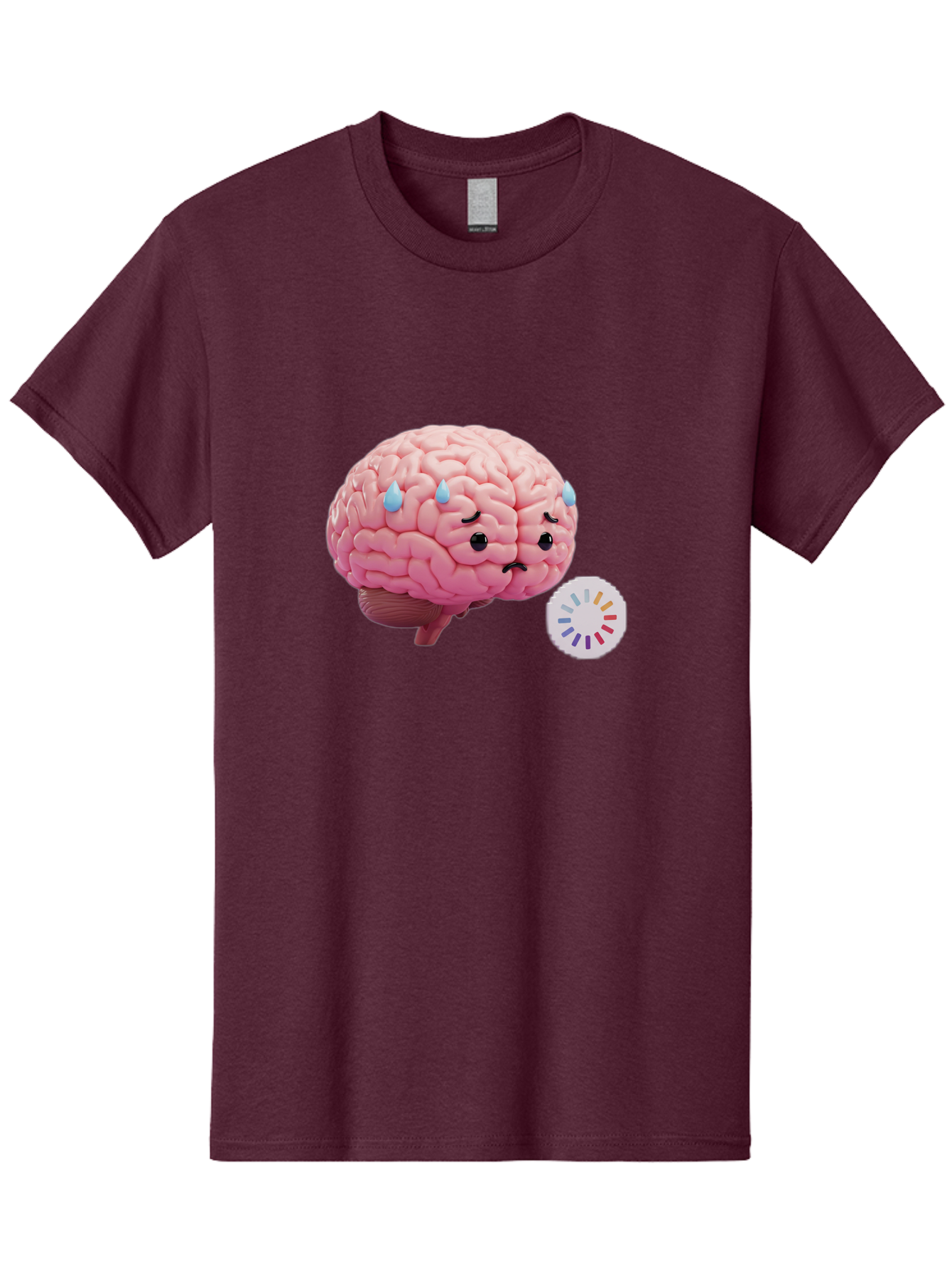 Frowning-Brain Men'S Graphic Tee, 100% Cotton, Comfortable Casual Summer Wear, Machine Washable, Cartoon Brain, Sad Face, Blue Tears, Frowning, Unhappy, Circular Color Palette, Brain Model, Emotional Expression, Human Anatomy Baa692