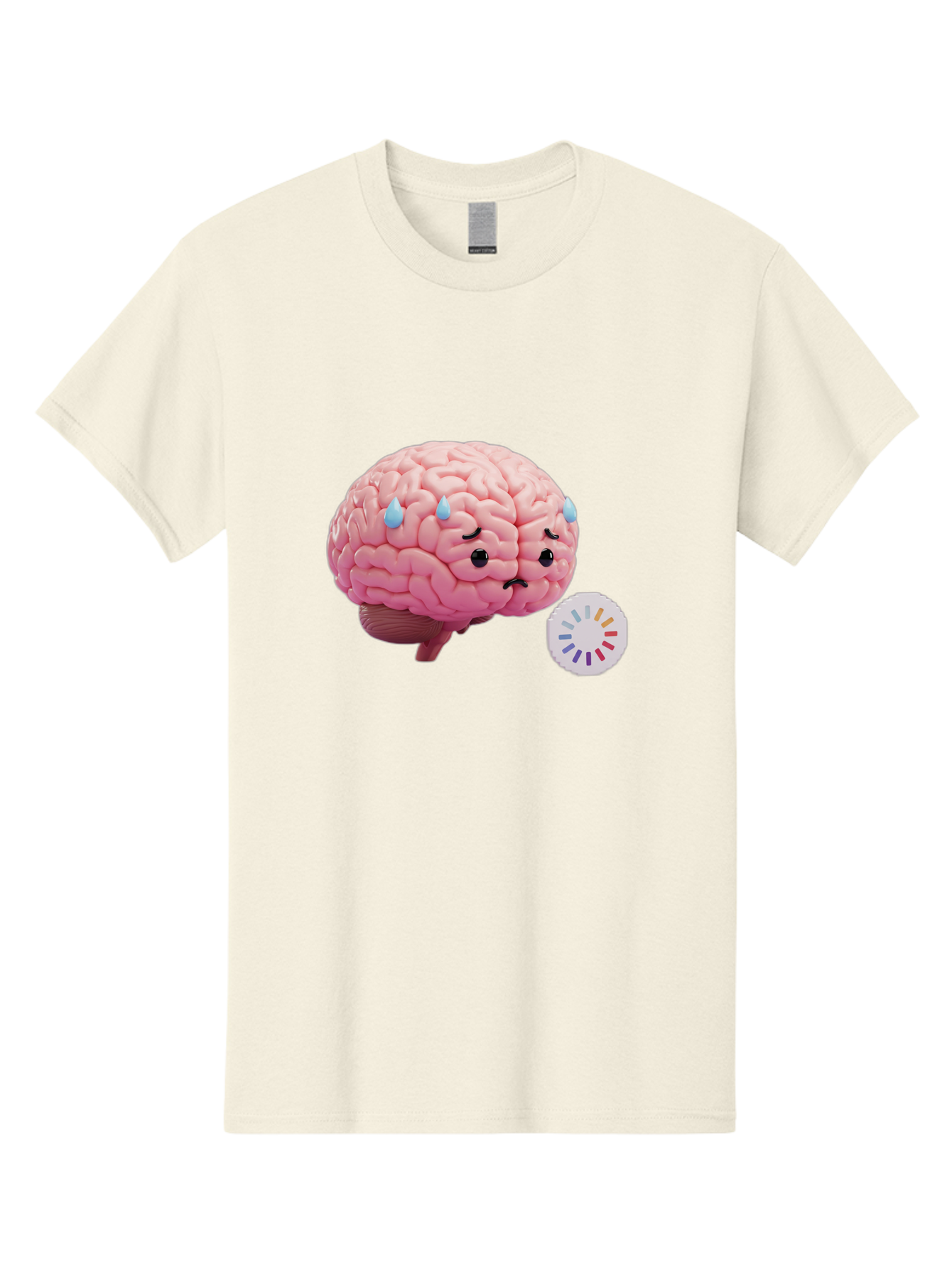 Frowning-Brain Men'S Graphic Tee, 100% Cotton, Comfortable Casual Summer Wear, Machine Washable, Cartoon Brain, Sad Face, Blue Tears, Frowning, Unhappy, Circular Color Palette, Brain Model, Emotional Expression, Human Anatomy Baa692