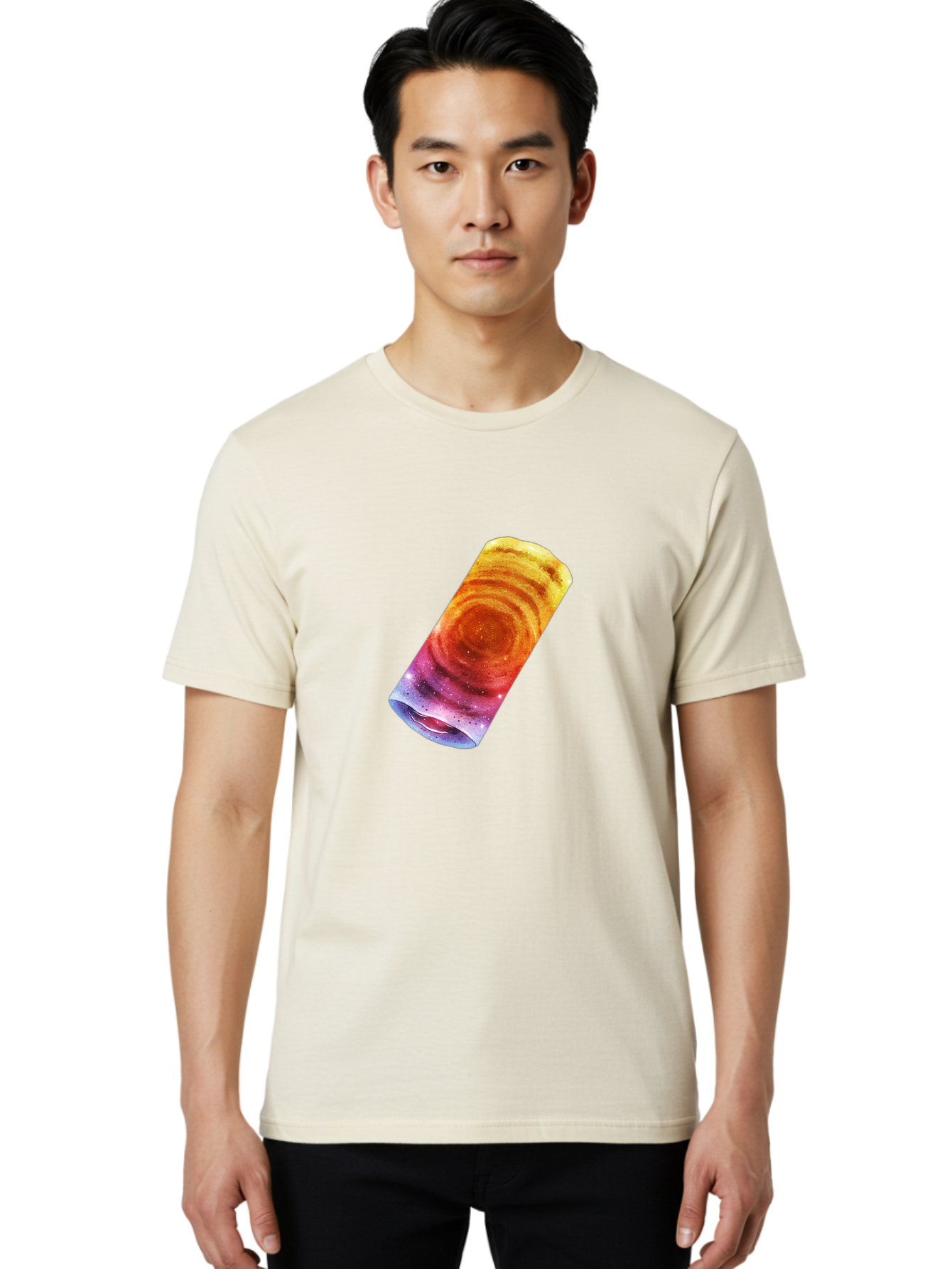 Galaxy-Dosa Men'S Graphic Tee, 100% Cotton, Comfortable Casual Summer Wear, Machine Washable, Cinnamon Swirl Pastry, Sweet Treat, Baked Goods, Delicious Dessert, Swirly Design, Orange And Purple Hues, Sweet Aroma, Tasty Pastry Baa706