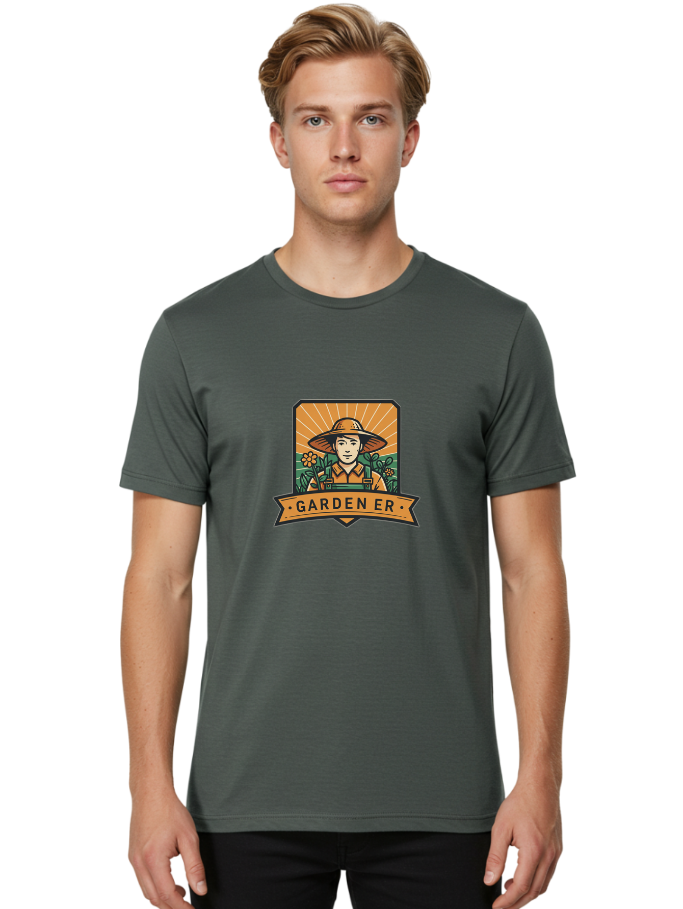 Garden-Er Men'S Graphic Tee, 100% Cotton, Comfortable Casual Summer Wear, Machine Washable, Gardener With Hat, Gardening Tools, Flowers In Bloom, Sun Rising, Gardening Lifestyle, Outdoor Activities, Gardening Logo, Eco-Friendly Gardening Baa709