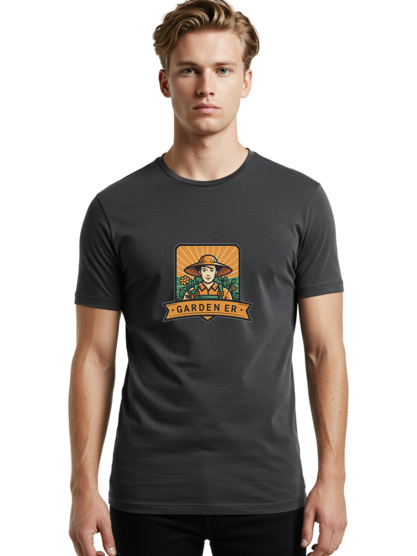 Garden-Er Men'S Graphic Tee, 100% Cotton, Comfortable Casual Summer Wear, Machine Washable, Gardener With Hat, Gardening Tools, Flowers In Bloom, Sun Rising, Gardening Lifestyle, Outdoor Activities, Gardening Logo, Eco-Friendly Gardening Baa709
