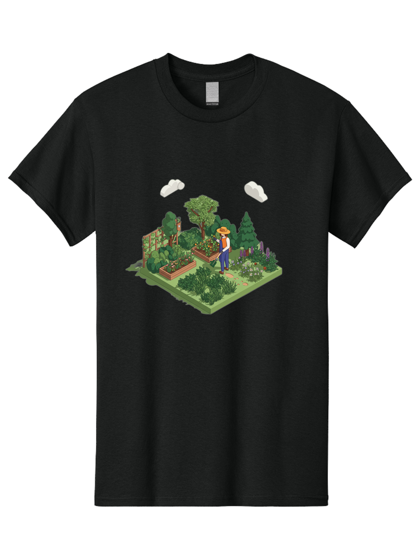 Gardener-In-Garden Men'S Graphic Tee, 100% Cotton, Comfortable Casual Summer Wear, Machine Washable, Gardener Tending Plants, Lush Greenery, Vibrant Flowers, Serene Atmosphere, Gardening Activities, Outdoor Space, Cultivating Nature, Baa715