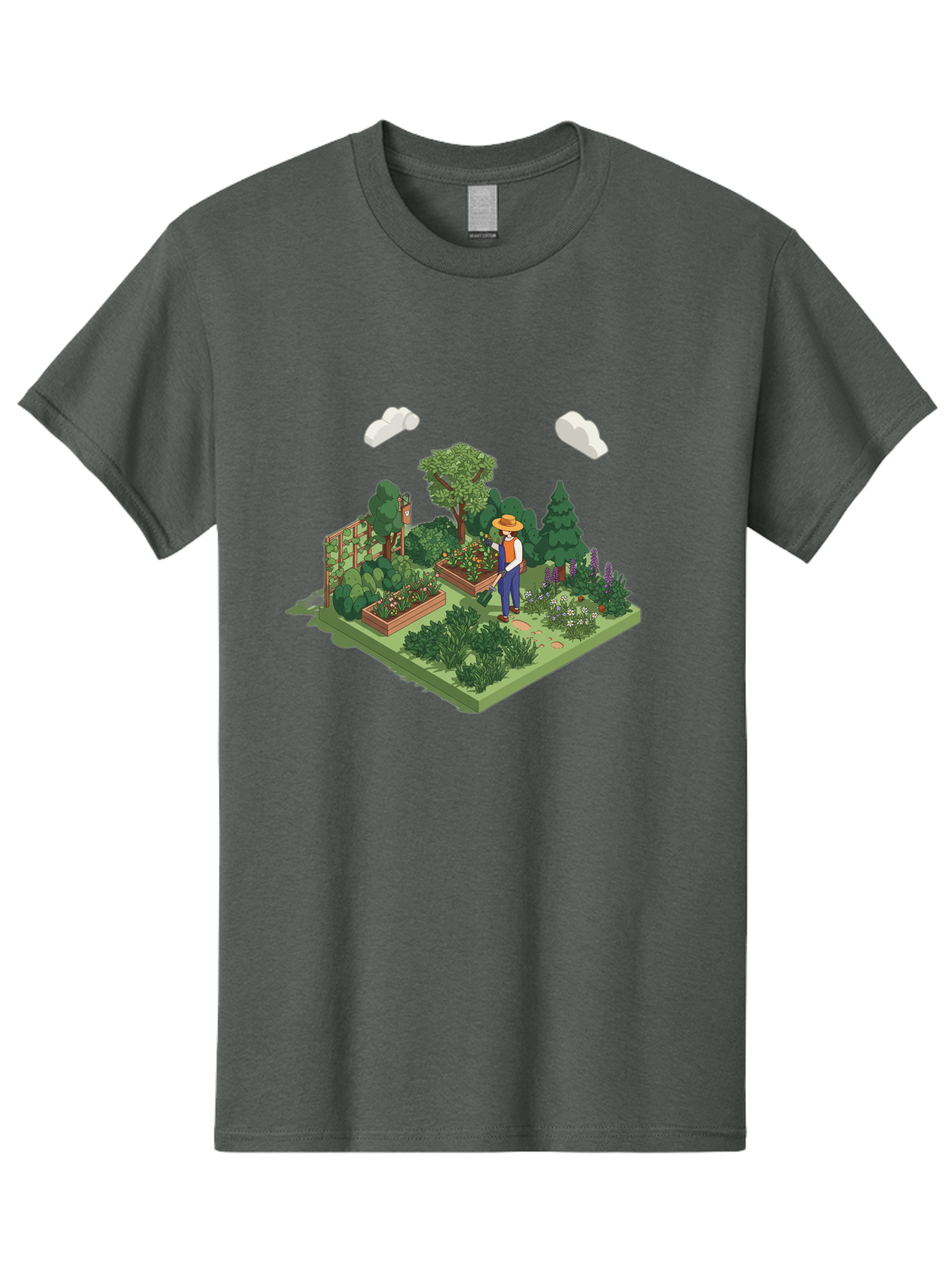 Gardener-In-Garden Men'S Graphic Tee, 100% Cotton, Comfortable Casual Summer Wear, Machine Washable, Gardener Tending Plants, Lush Greenery, Vibrant Flowers, Serene Atmosphere, Gardening Activities, Outdoor Space, Cultivating Nature, Baa715