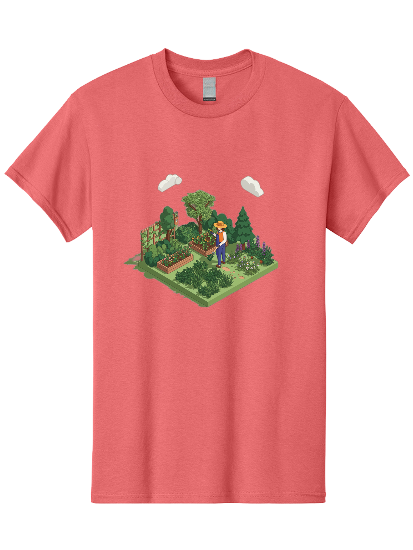 Gardener-In-Garden Men'S Graphic Tee, 100% Cotton, Comfortable Casual Summer Wear, Machine Washable, Gardener Tending Plants, Lush Greenery, Vibrant Flowers, Serene Atmosphere, Gardening Activities, Outdoor Space, Cultivating Nature, Baa715