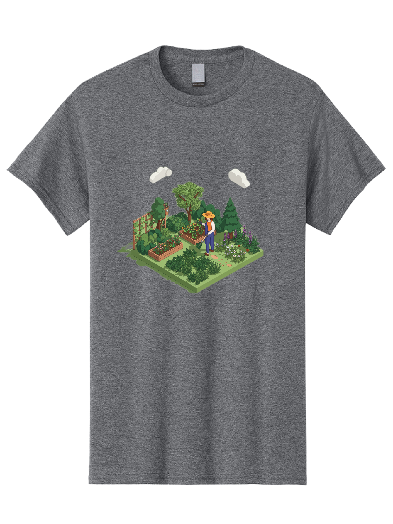 Gardener-In-Garden Men'S Graphic Tee, 100% Cotton, Comfortable Casual Summer Wear, Machine Washable, Gardener Tending Plants, Lush Greenery, Vibrant Flowers, Serene Atmosphere, Gardening Activities, Outdoor Space, Cultivating Nature, Baa715