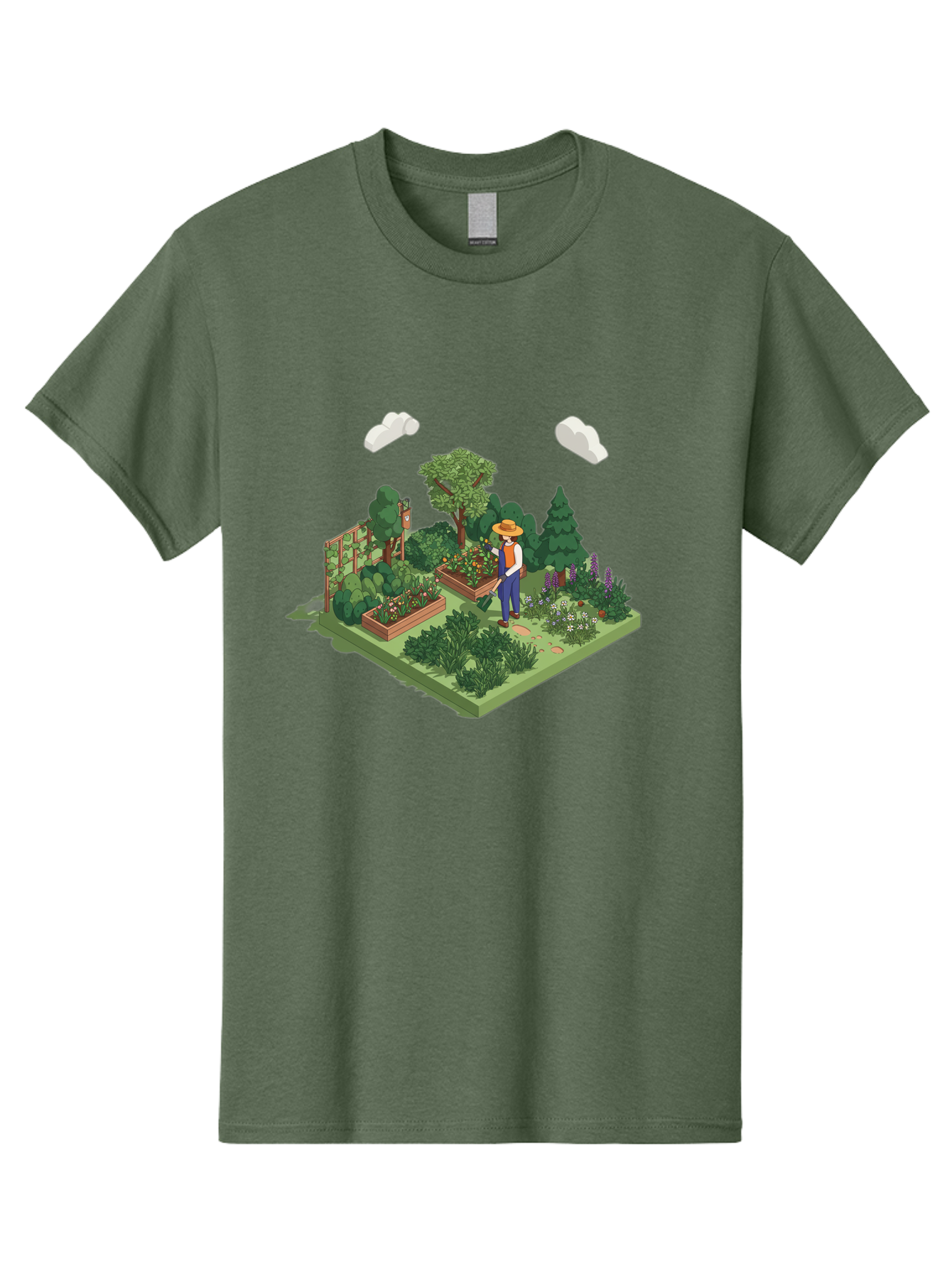 Gardener-In-Garden Men'S Graphic Tee, 100% Cotton, Comfortable Casual Summer Wear, Machine Washable, Gardener Tending Plants, Lush Greenery, Vibrant Flowers, Serene Atmosphere, Gardening Activities, Outdoor Space, Cultivating Nature, Baa715