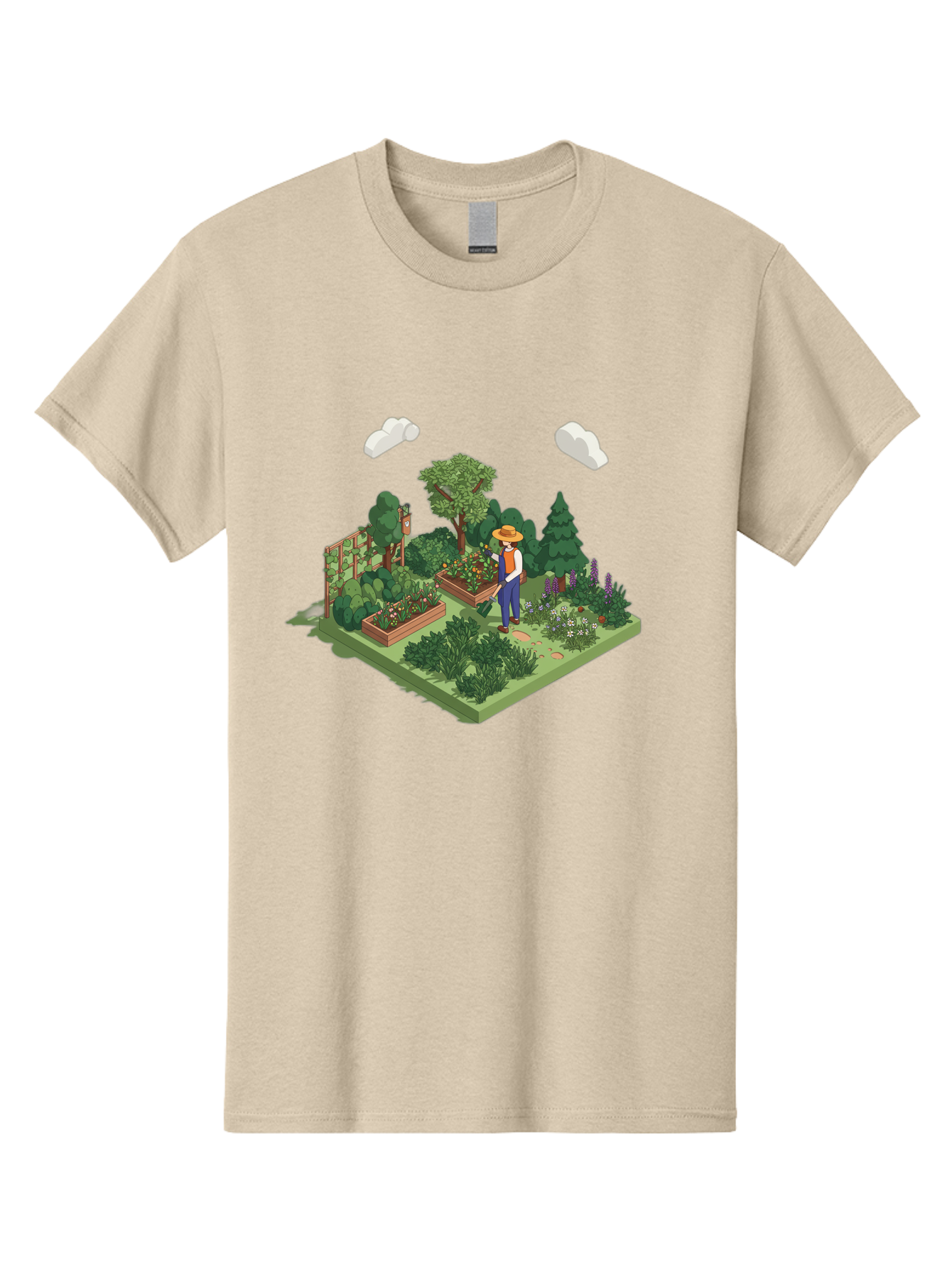 Gardener-In-Garden Men'S Graphic Tee, 100% Cotton, Comfortable Casual Summer Wear, Machine Washable, Gardener Tending Plants, Lush Greenery, Vibrant Flowers, Serene Atmosphere, Gardening Activities, Outdoor Space, Cultivating Nature, Baa715