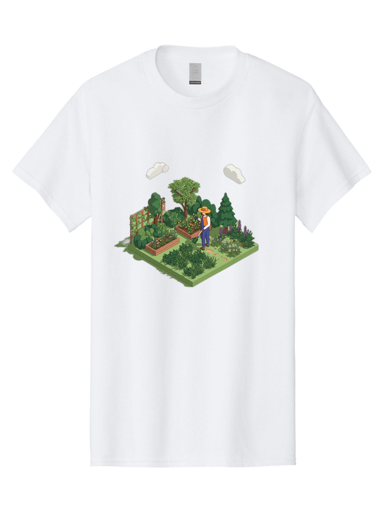Gardener-In-Garden Men'S Graphic Tee, 100% Cotton, Comfortable Casual Summer Wear, Machine Washable, Gardener Tending Plants, Lush Greenery, Vibrant Flowers, Serene Atmosphere, Gardening Activities, Outdoor Space, Cultivating Nature, Baa715