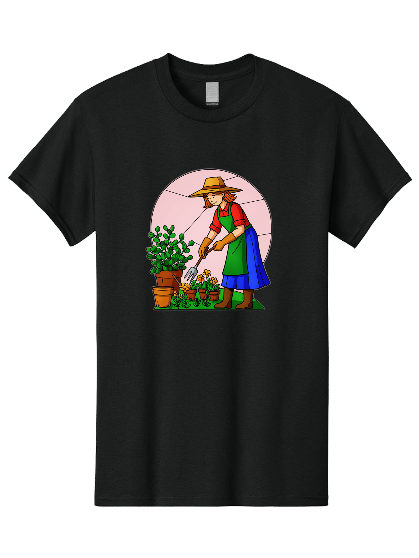 Gardener-Tending-Plants Men'S Graphic Tee, 100% Cotton, Comfortable Casual Summer Wear, Machine Washable, Gardening, Woman Gardening, Tending Potted Plants, Cactus, Flowers, Gardening Tools, Outdoor Activity, Nurturing Plants, Baa716