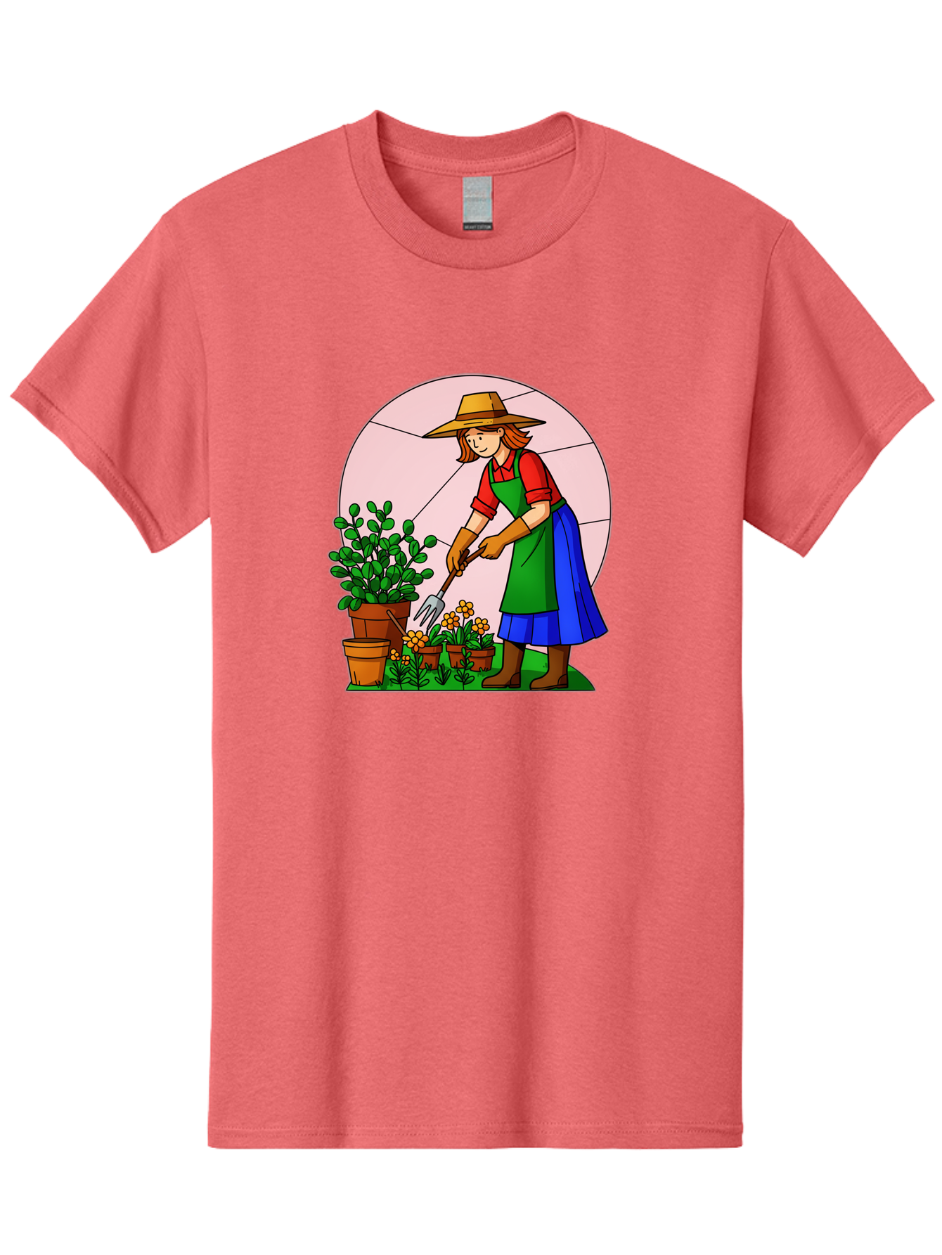 Gardener-Tending-Plants Men'S Graphic Tee, 100% Cotton, Comfortable Casual Summer Wear, Machine Washable, Gardening, Woman Gardening, Tending Potted Plants, Cactus, Flowers, Gardening Tools, Outdoor Activity, Nurturing Plants, Baa716