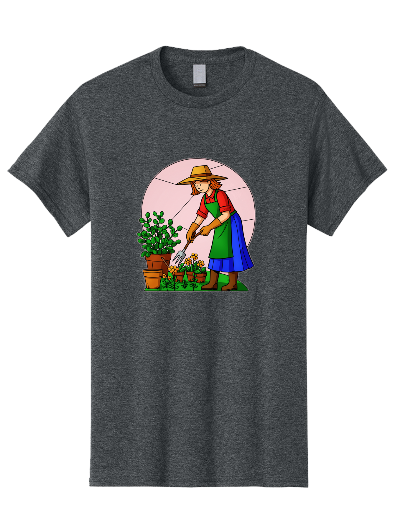 Gardener-Tending-Plants Men'S Graphic Tee, 100% Cotton, Comfortable Casual Summer Wear, Machine Washable, Gardening, Woman Gardening, Tending Potted Plants, Cactus, Flowers, Gardening Tools, Outdoor Activity, Nurturing Plants, Baa716
