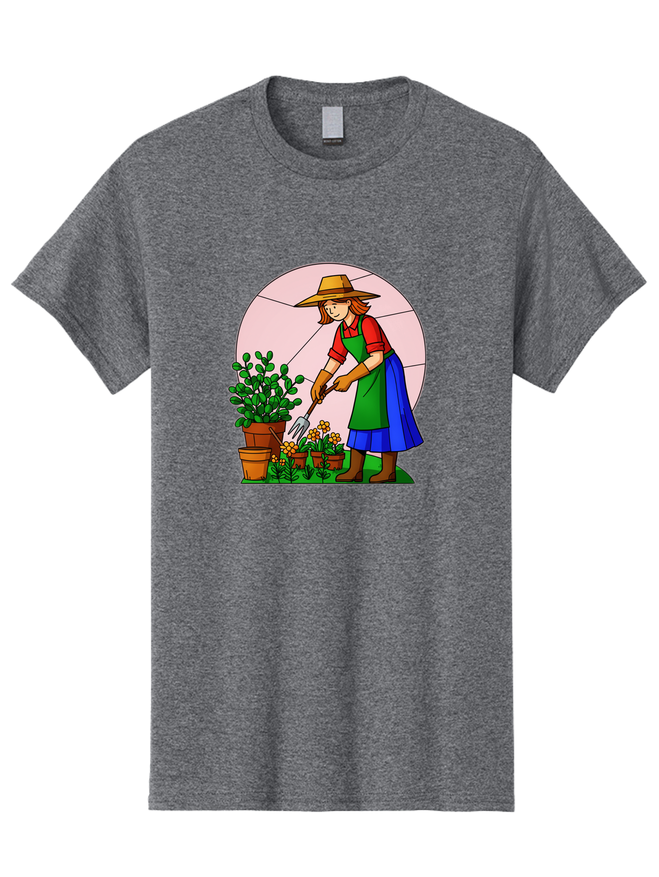 Gardener-Tending-Plants Men'S Graphic Tee, 100% Cotton, Comfortable Casual Summer Wear, Machine Washable, Gardening, Woman Gardening, Tending Potted Plants, Cactus, Flowers, Gardening Tools, Outdoor Activity, Nurturing Plants, Baa716