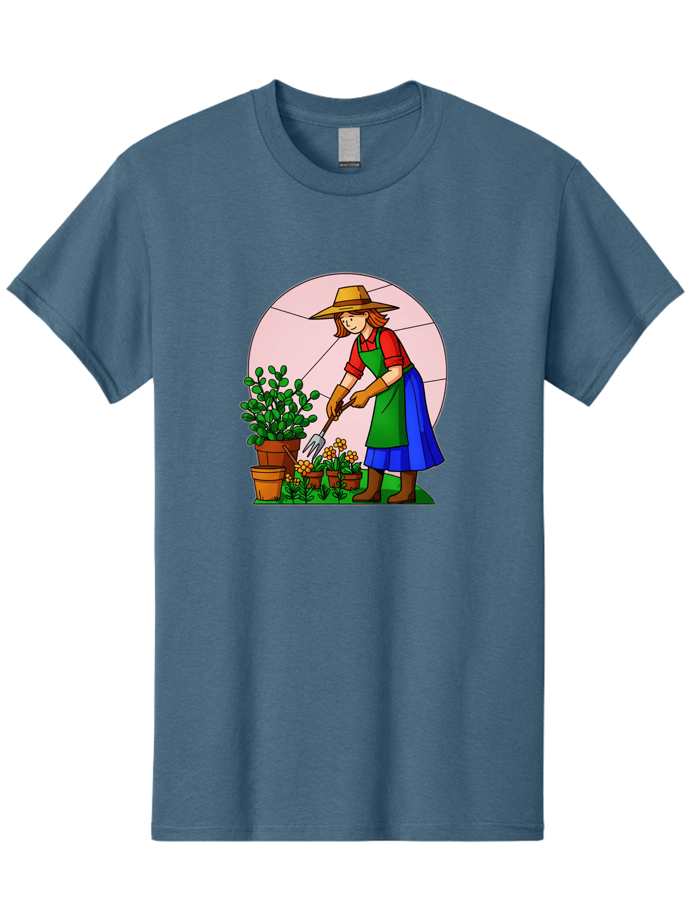 Gardener-Tending-Plants Men'S Graphic Tee, 100% Cotton, Comfortable Casual Summer Wear, Machine Washable, Gardening, Woman Gardening, Tending Potted Plants, Cactus, Flowers, Gardening Tools, Outdoor Activity, Nurturing Plants, Baa716