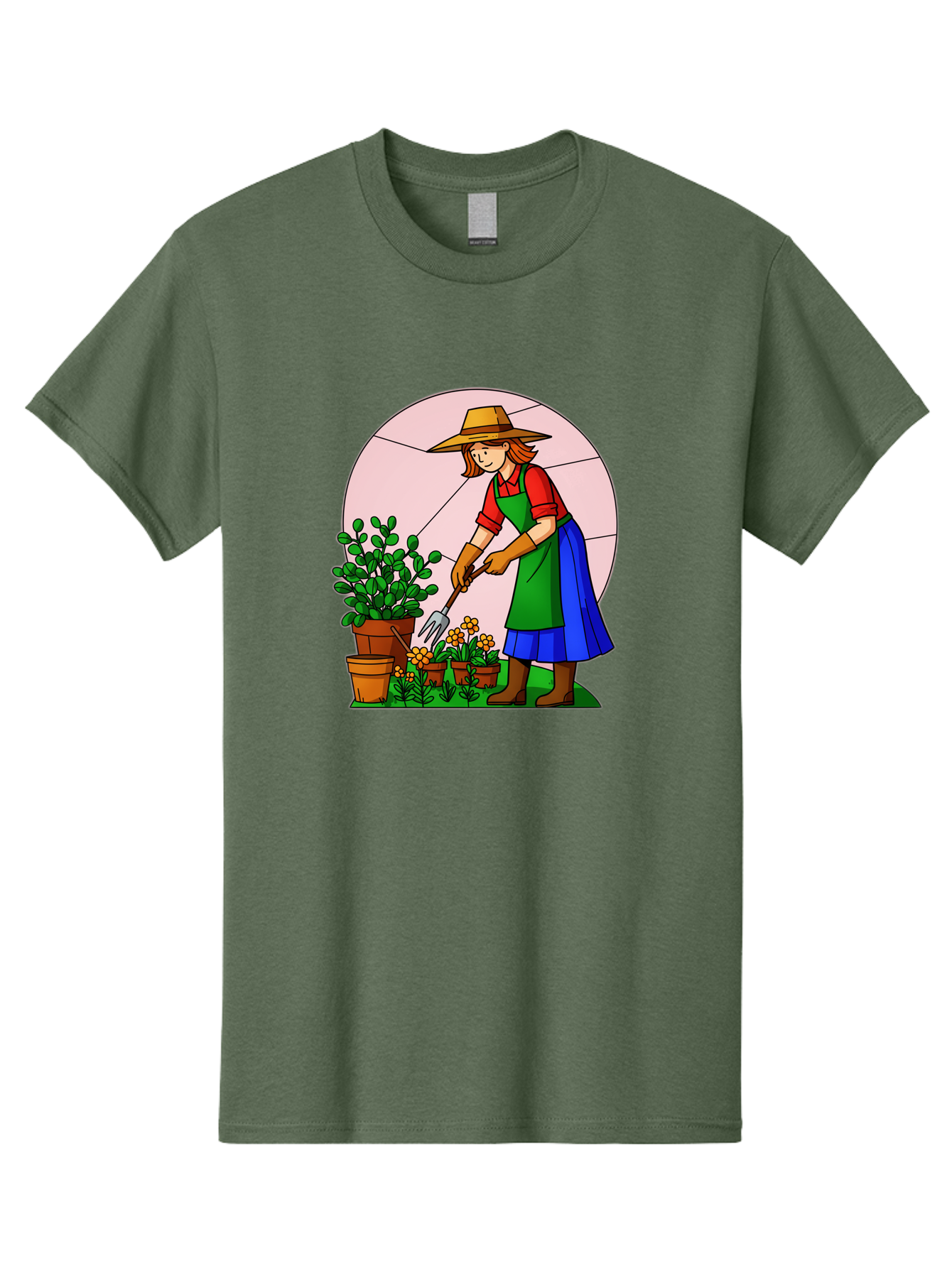 Gardener-Tending-Plants Men'S Graphic Tee, 100% Cotton, Comfortable Casual Summer Wear, Machine Washable, Gardening, Woman Gardening, Tending Potted Plants, Cactus, Flowers, Gardening Tools, Outdoor Activity, Nurturing Plants, Baa716