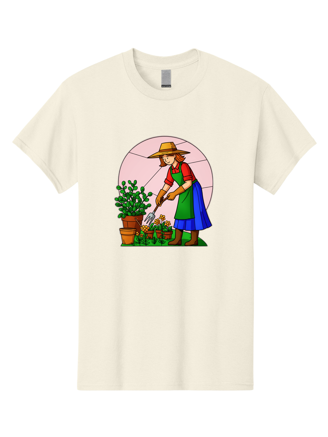 Gardener-Tending-Plants Men'S Graphic Tee, 100% Cotton, Comfortable Casual Summer Wear, Machine Washable, Gardening, Woman Gardening, Tending Potted Plants, Cactus, Flowers, Gardening Tools, Outdoor Activity, Nurturing Plants, Baa716