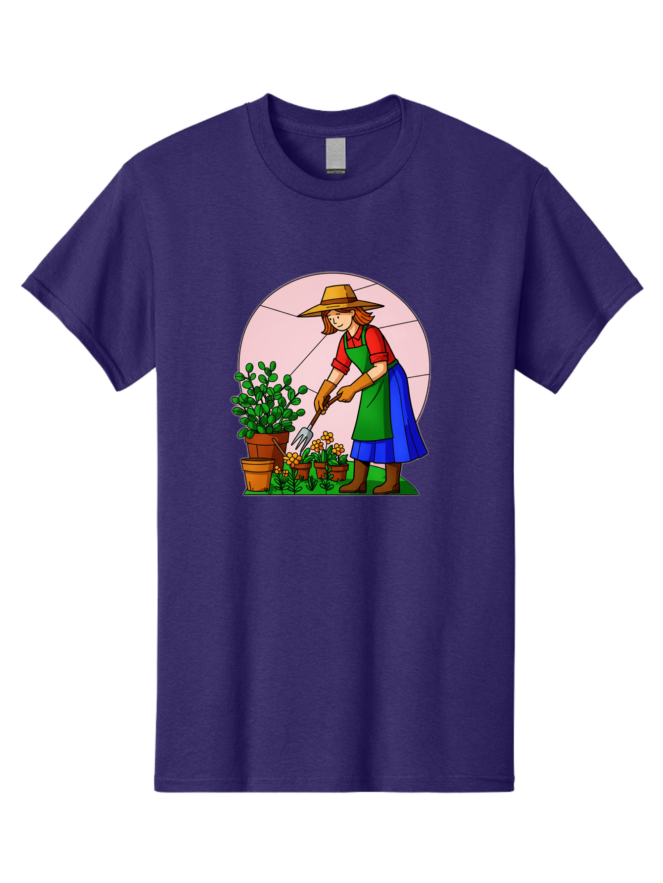 Gardener-Tending-Plants Men'S Graphic Tee, 100% Cotton, Comfortable Casual Summer Wear, Machine Washable, Gardening, Woman Gardening, Tending Potted Plants, Cactus, Flowers, Gardening Tools, Outdoor Activity, Nurturing Plants, Baa716