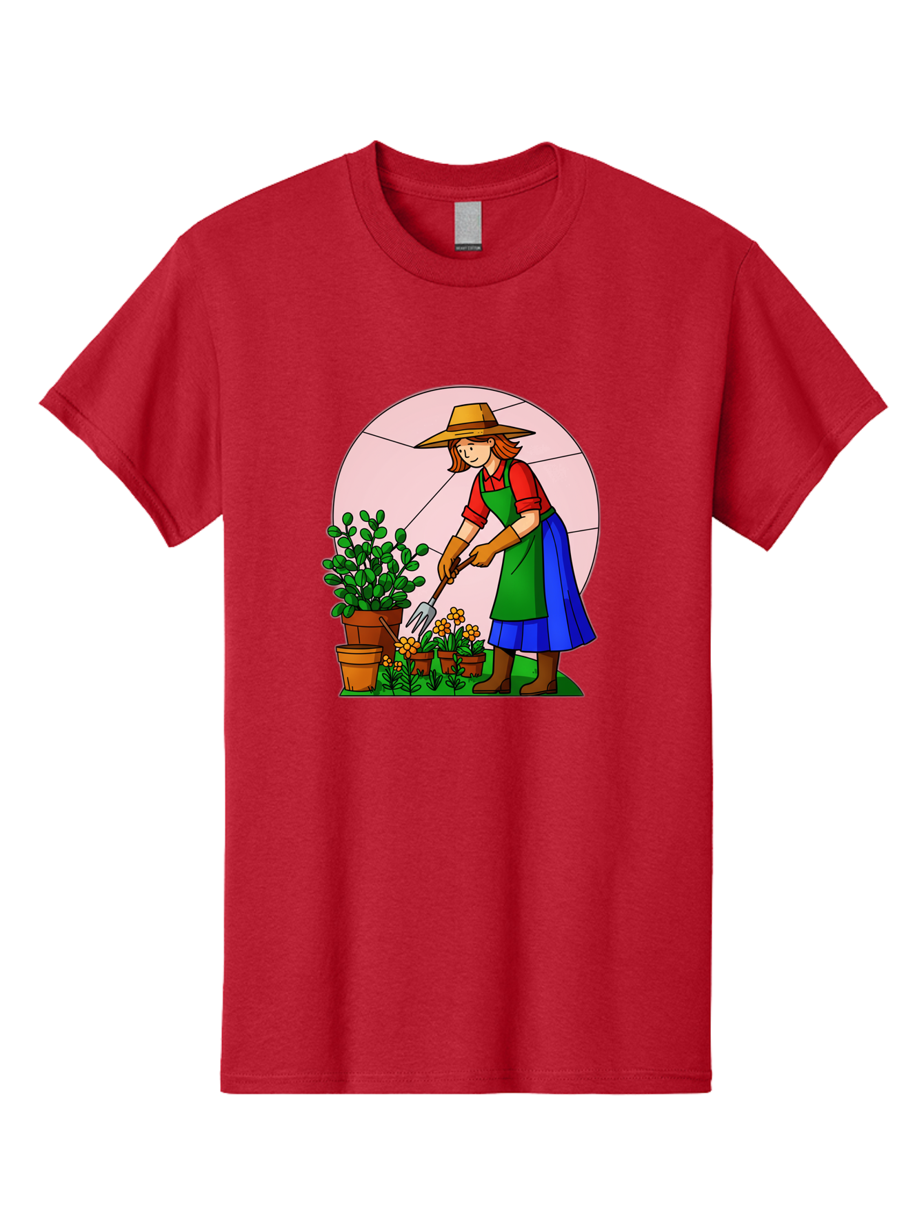 Gardener-Tending-Plants Men'S Graphic Tee, 100% Cotton, Comfortable Casual Summer Wear, Machine Washable, Gardening, Woman Gardening, Tending Potted Plants, Cactus, Flowers, Gardening Tools, Outdoor Activity, Nurturing Plants, Baa716