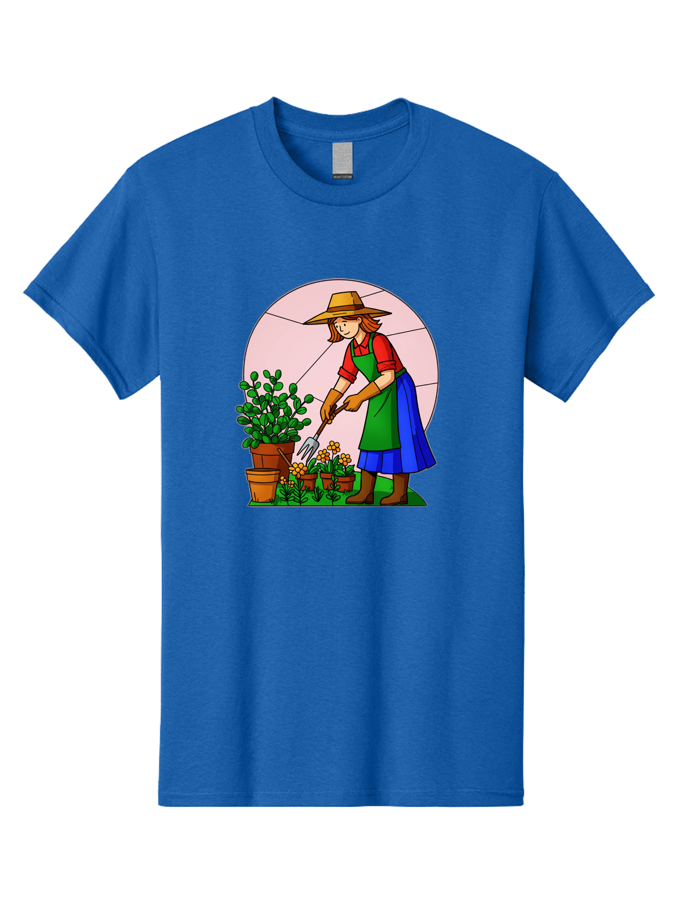Gardener-Tending-Plants Men'S Graphic Tee, 100% Cotton, Comfortable Casual Summer Wear, Machine Washable, Gardening, Woman Gardening, Tending Potted Plants, Cactus, Flowers, Gardening Tools, Outdoor Activity, Nurturing Plants, Baa716