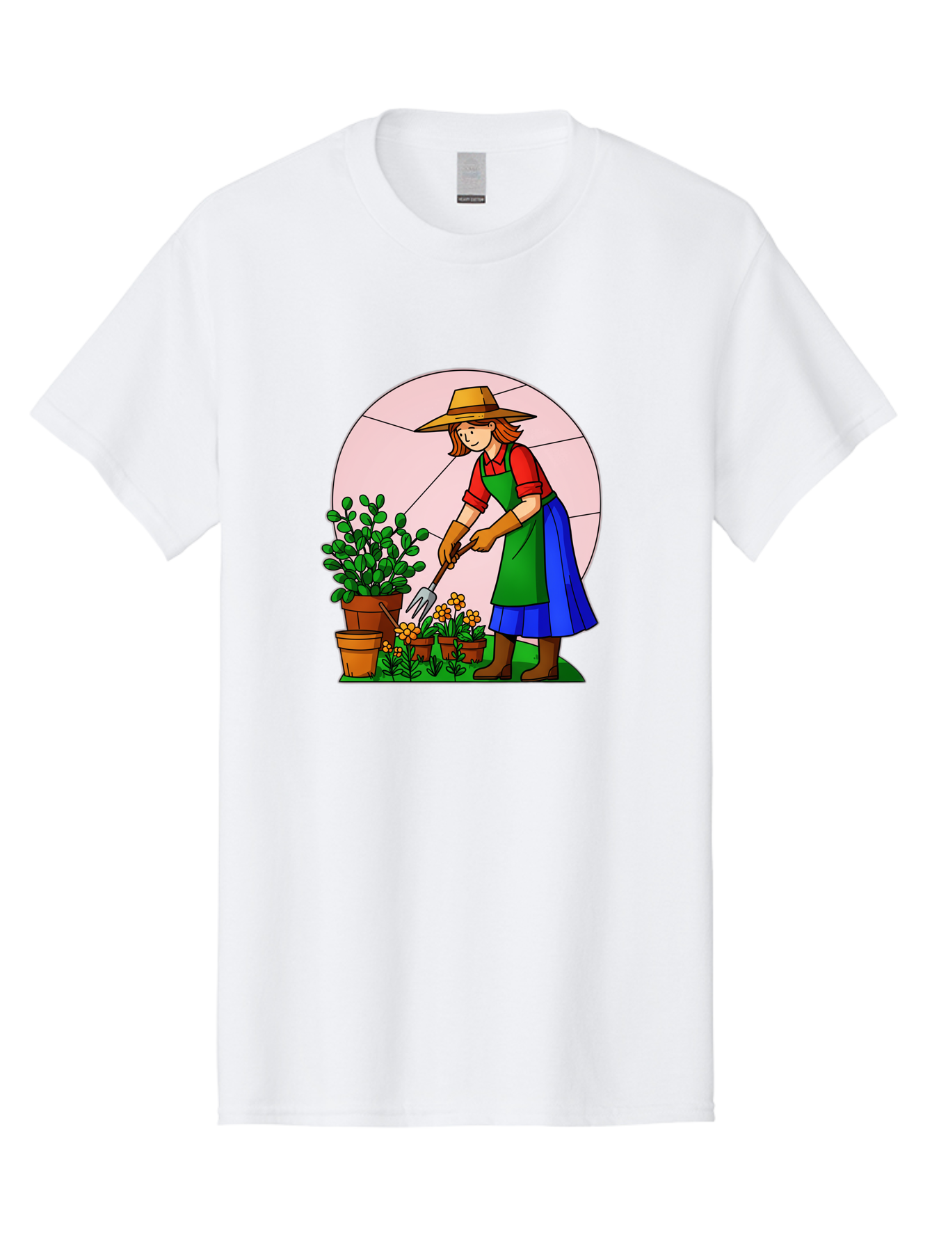 Gardener-Tending-Plants Men'S Graphic Tee, 100% Cotton, Comfortable Casual Summer Wear, Machine Washable, Gardening, Woman Gardening, Tending Potted Plants, Cactus, Flowers, Gardening Tools, Outdoor Activity, Nurturing Plants, Baa716
