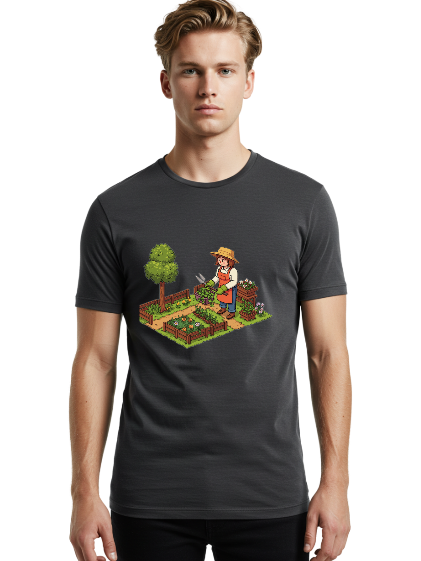 Gardener Men'S Graphic Tee, 100% Cotton, Comfortable Casual Summer Wear, Machine Washable, Gardening, Flower Gardening, Gardening Tools, Gardening Apron, Gardening Hat, Gardening Gloves, Potted Plants, Gardening Scenery, Serene Garden, Baa720