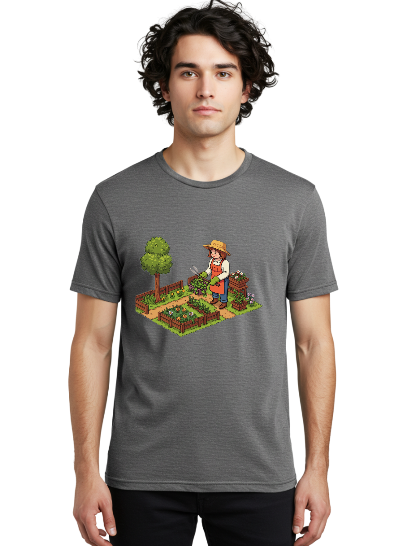 Gardener Men'S Graphic Tee, 100% Cotton, Comfortable Casual Summer Wear, Machine Washable, Gardening, Flower Gardening, Gardening Tools, Gardening Apron, Gardening Hat, Gardening Gloves, Potted Plants, Gardening Scenery, Serene Garden, Baa720