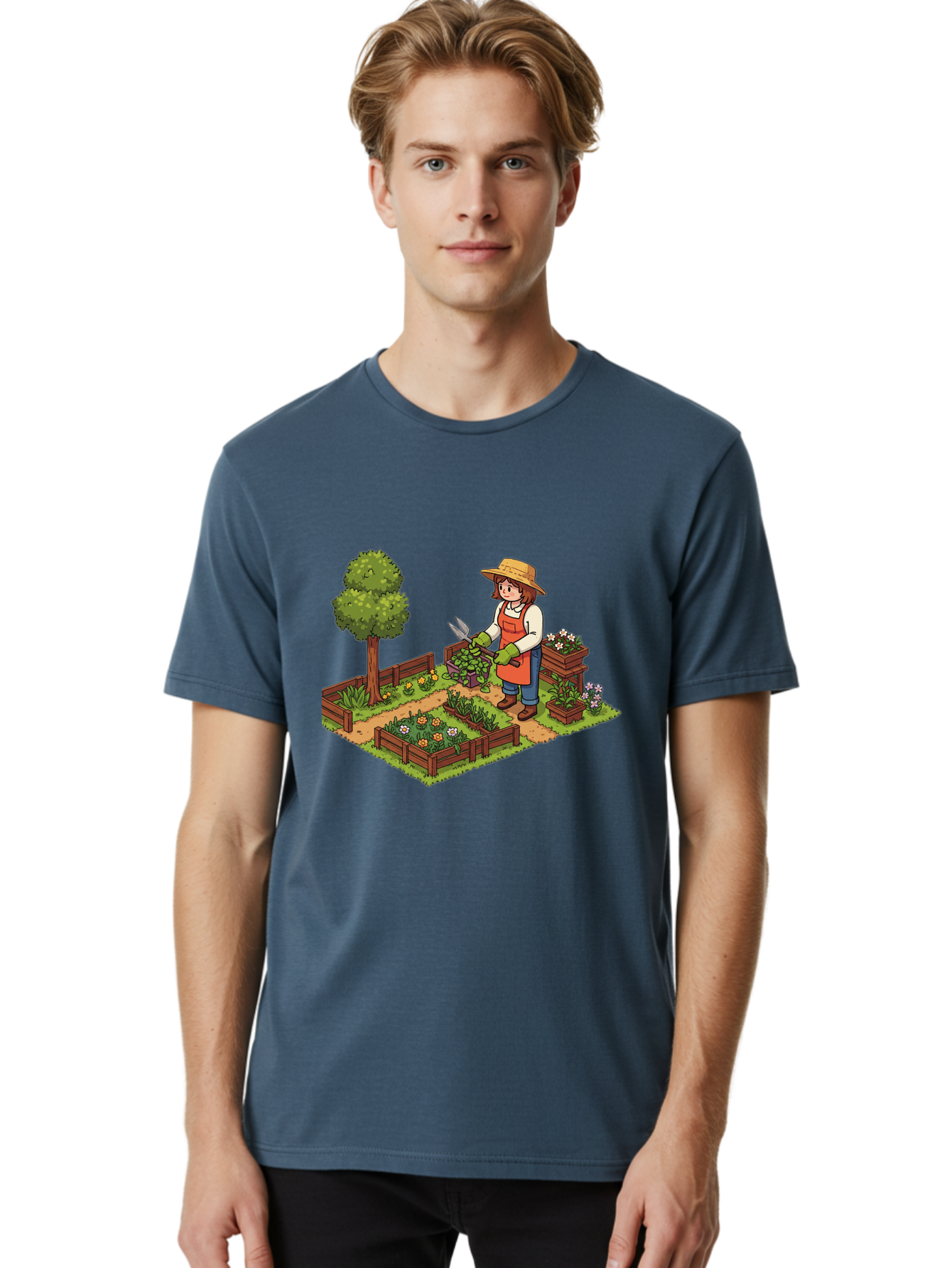 Gardener Men'S Graphic Tee, 100% Cotton, Comfortable Casual Summer Wear, Machine Washable, Gardening, Flower Gardening, Gardening Tools, Gardening Apron, Gardening Hat, Gardening Gloves, Potted Plants, Gardening Scenery, Serene Garden, Baa720