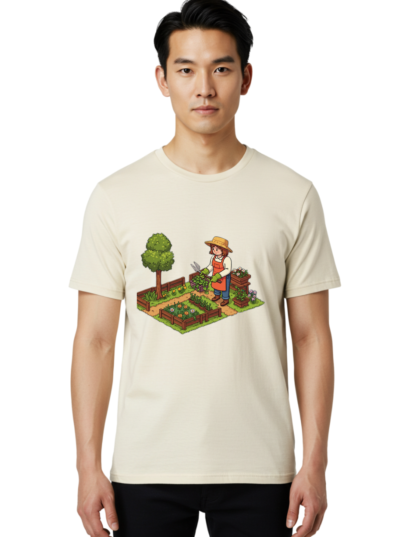 Gardener Men'S Graphic Tee, 100% Cotton, Comfortable Casual Summer Wear, Machine Washable, Gardening, Flower Gardening, Gardening Tools, Gardening Apron, Gardening Hat, Gardening Gloves, Potted Plants, Gardening Scenery, Serene Garden, Baa720