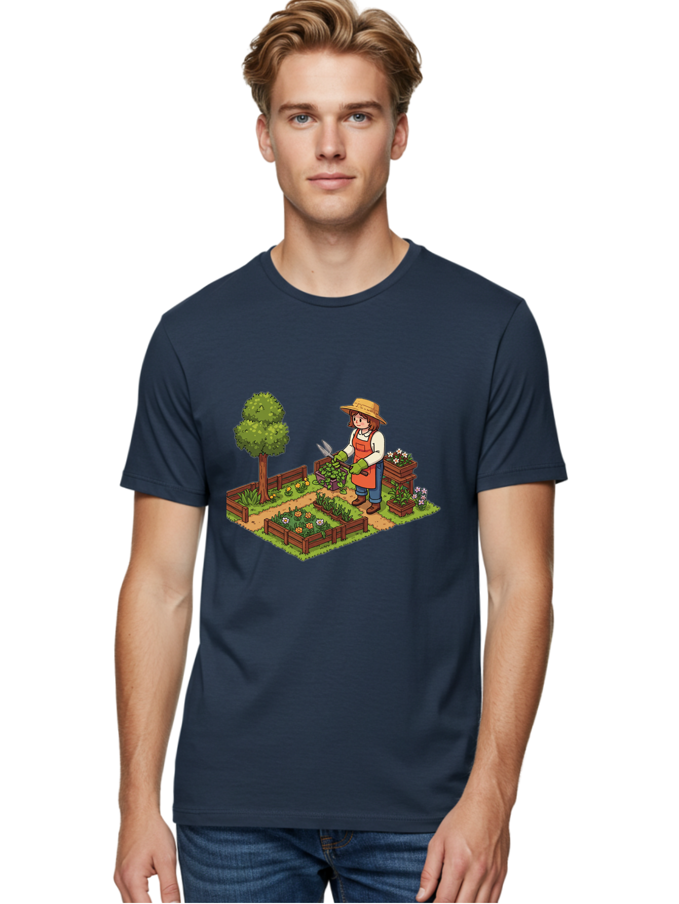 Gardener Men'S Graphic Tee, 100% Cotton, Comfortable Casual Summer Wear, Machine Washable, Gardening, Flower Gardening, Gardening Tools, Gardening Apron, Gardening Hat, Gardening Gloves, Potted Plants, Gardening Scenery, Serene Garden, Baa720