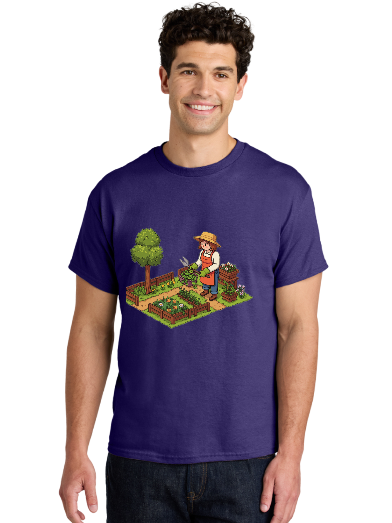 Gardener Men'S Graphic Tee, 100% Cotton, Comfortable Casual Summer Wear, Machine Washable, Gardening, Flower Gardening, Gardening Tools, Gardening Apron, Gardening Hat, Gardening Gloves, Potted Plants, Gardening Scenery, Serene Garden, Baa720