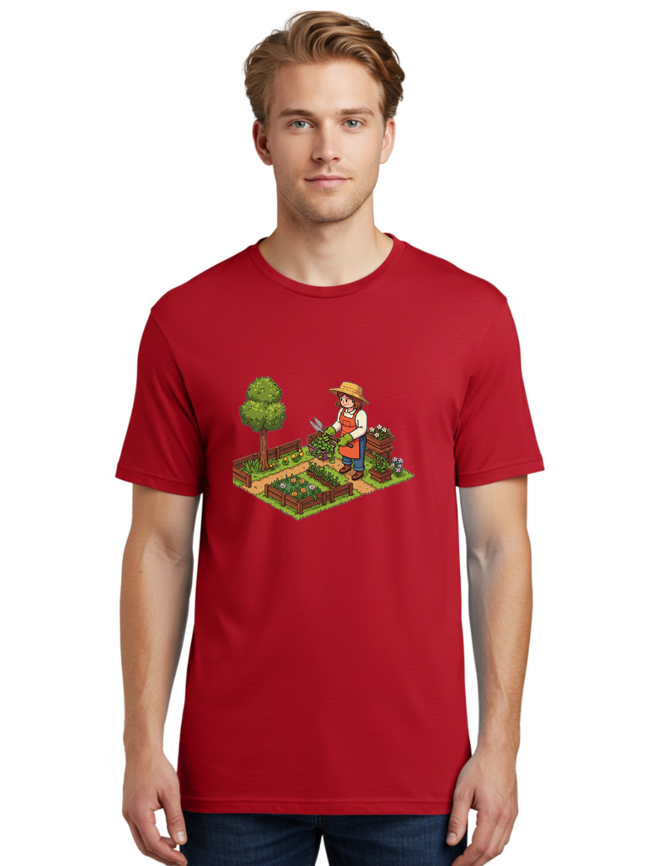 Gardener Men'S Graphic Tee, 100% Cotton, Comfortable Casual Summer Wear, Machine Washable, Gardening, Flower Gardening, Gardening Tools, Gardening Apron, Gardening Hat, Gardening Gloves, Potted Plants, Gardening Scenery, Serene Garden, Baa720