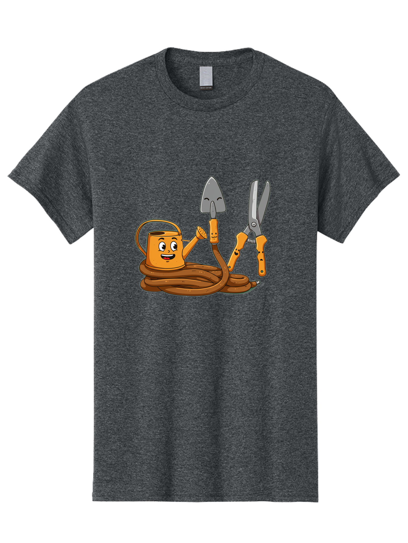 Gardening-Tools-1 Men'S Graphic Tee, 100% Cotton, Comfortable Casual Summer Wear, Machine Washable, Cartoon Watering Can, Gardening Tools, Trowel, Pruning Shears, Hose, Gardening Supplies, Garden Accessories, Plant Care, Funny Character Baa721