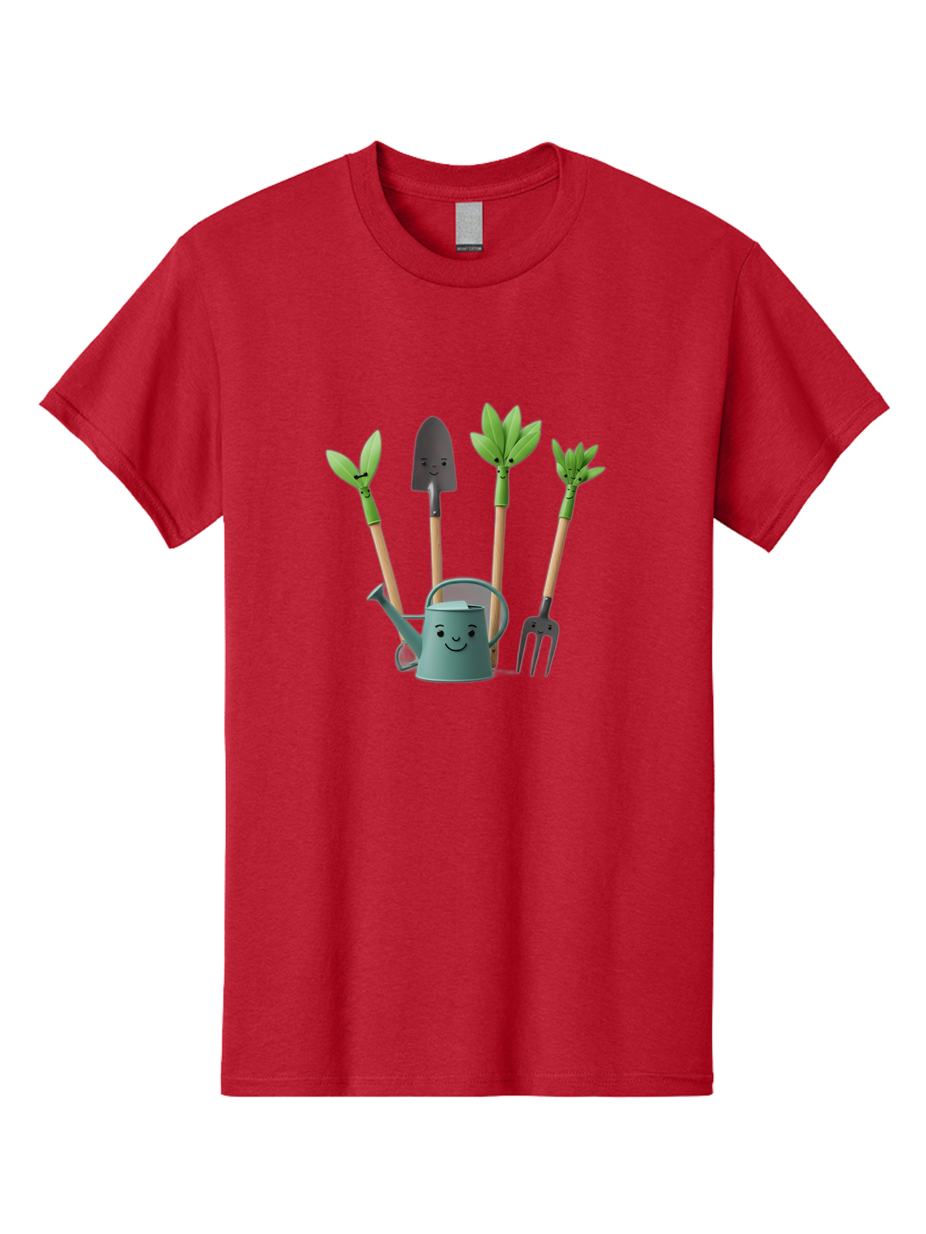 Gardening-Tools-3 Men'S Graphic Tee, 100% Cotton, Comfortable Casual Summer Wear, Machine Washable, Gardening Tools, Watering Can, Garden Shovel, Garden Pitchfork, Bamboo Shoots, Gardening Supplies, Gardening Accessories, Cartoon Gardening Baa723
