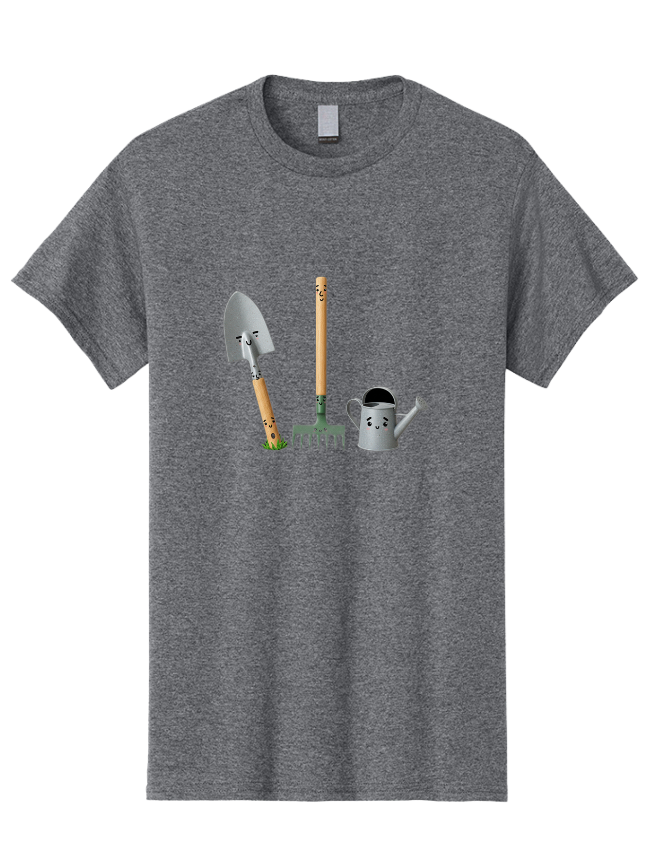 Gardening-Tools-7 Men'S Graphic Tee, 100% Cotton, Comfortable Casual Summer Wear, Machine Washable, Gardening Shovel, Garden Fork, Watering Can, Gardening Equipment, Friendly Tools, Anthropomorphic Objects, Nursery Supplies, Baa727