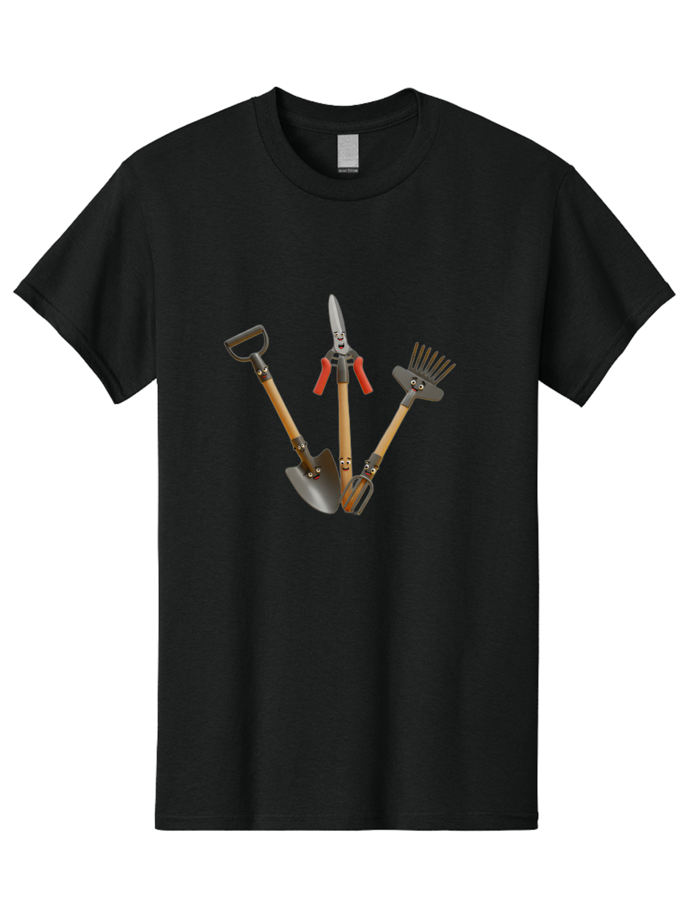 Gardening-Tools-8 Men'S Graphic Tee, 100% Cotton, Comfortable Casual Summer Wear, Machine Washable, Gardening Tools, Shovel, Rake, Cultivator, Anthropomorphic Gardening Tools, Gardening Equipment, Cartoonish Gardening, Funny Gardening Tools, Baa728