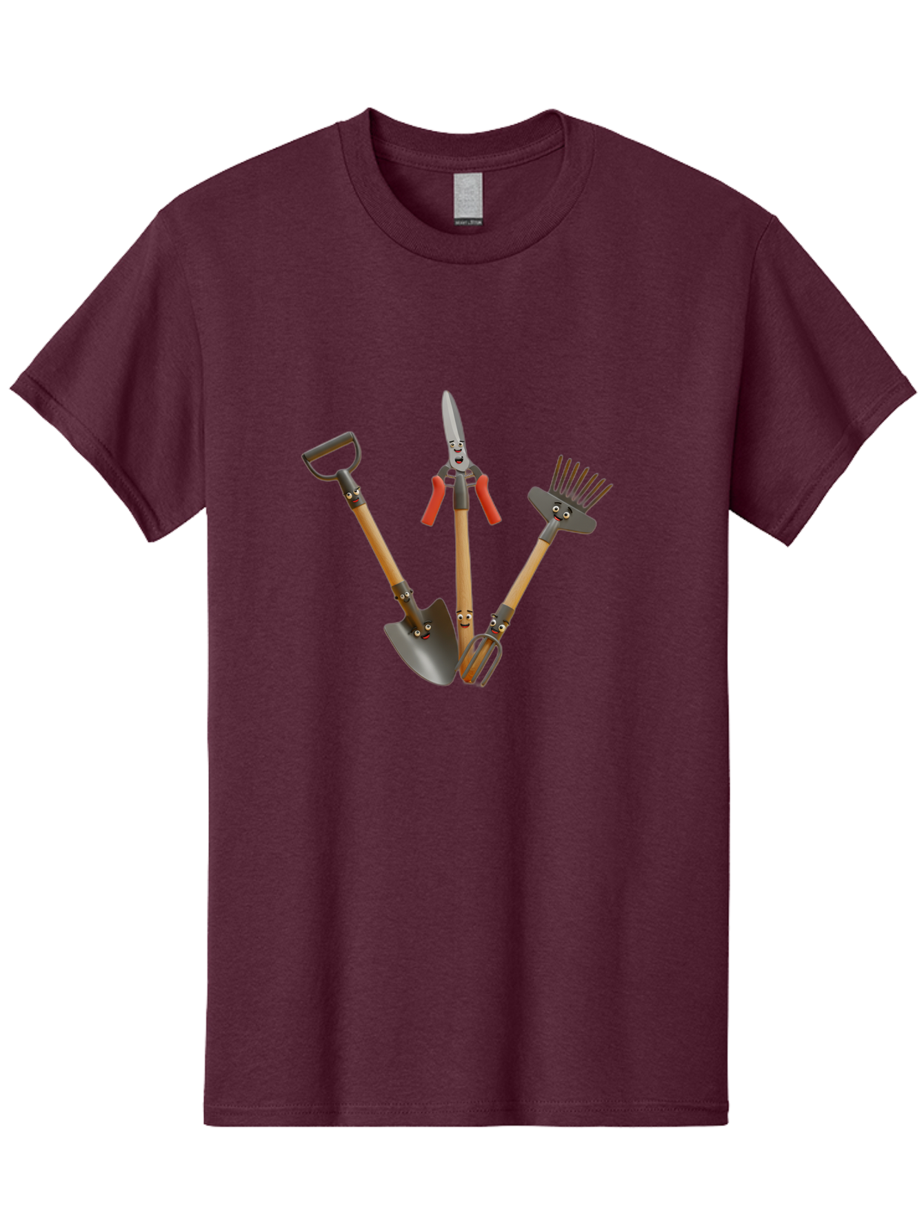 Gardening-Tools-8 Men'S Graphic Tee, 100% Cotton, Comfortable Casual Summer Wear, Machine Washable, Gardening Tools, Shovel, Rake, Cultivator, Anthropomorphic Gardening Tools, Gardening Equipment, Cartoonish Gardening, Funny Gardening Tools, Baa728