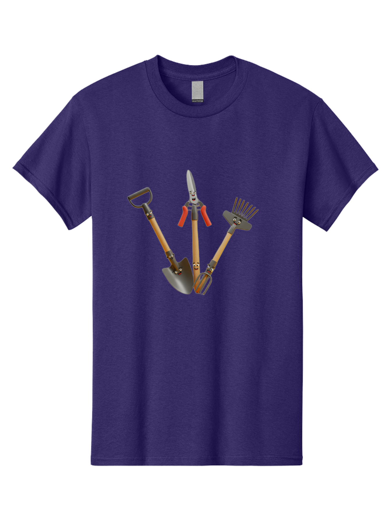 Gardening-Tools-8 Men'S Graphic Tee, 100% Cotton, Comfortable Casual Summer Wear, Machine Washable, Gardening Tools, Shovel, Rake, Cultivator, Anthropomorphic Gardening Tools, Gardening Equipment, Cartoonish Gardening, Funny Gardening Tools, Baa728